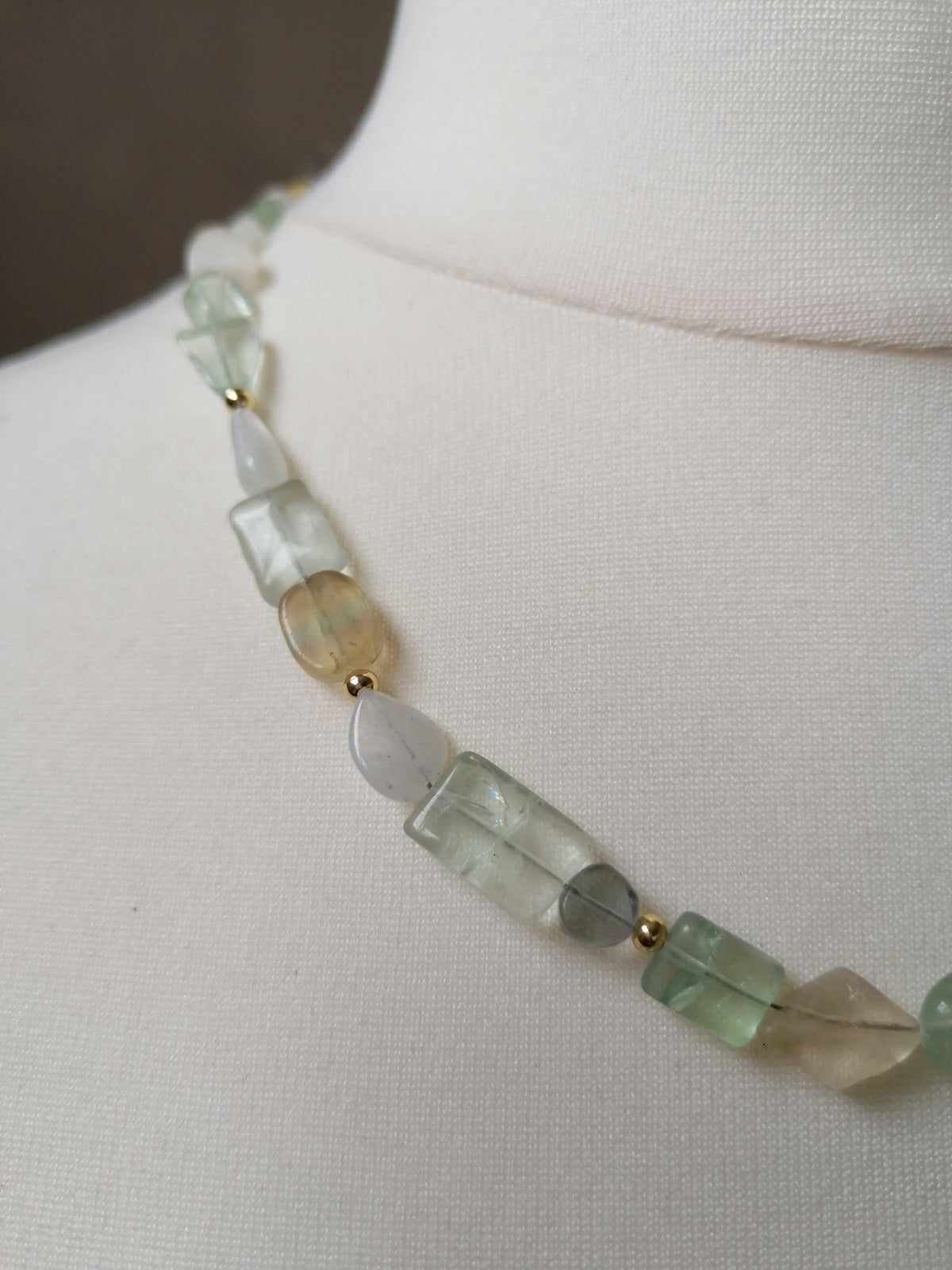 Fluorite, Rainbow Moonstone & Rose Quartz Gemstone Necklace