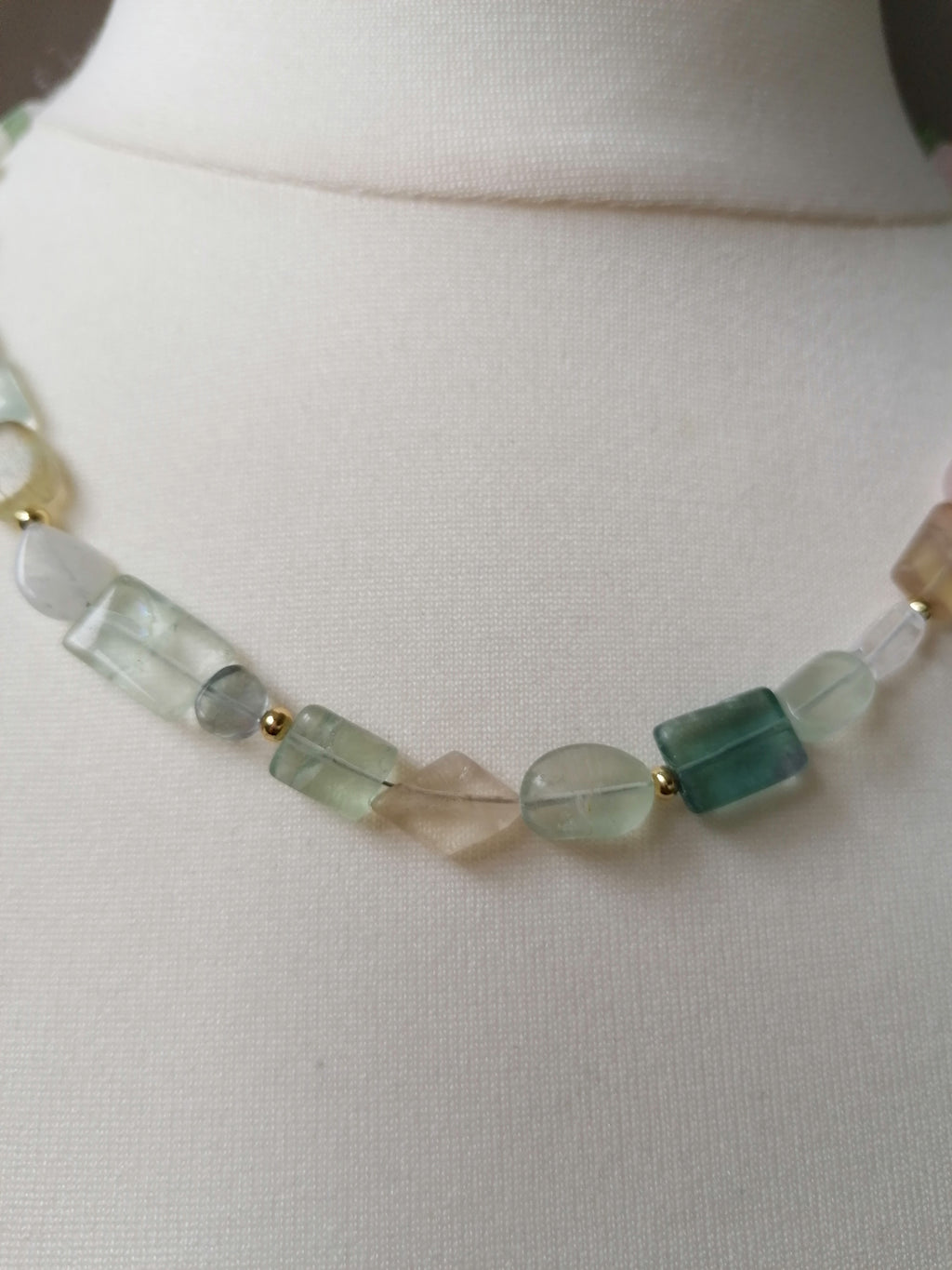 Fluorite, Rainbow Moonstone & Rose Quartz Gemstone Necklace