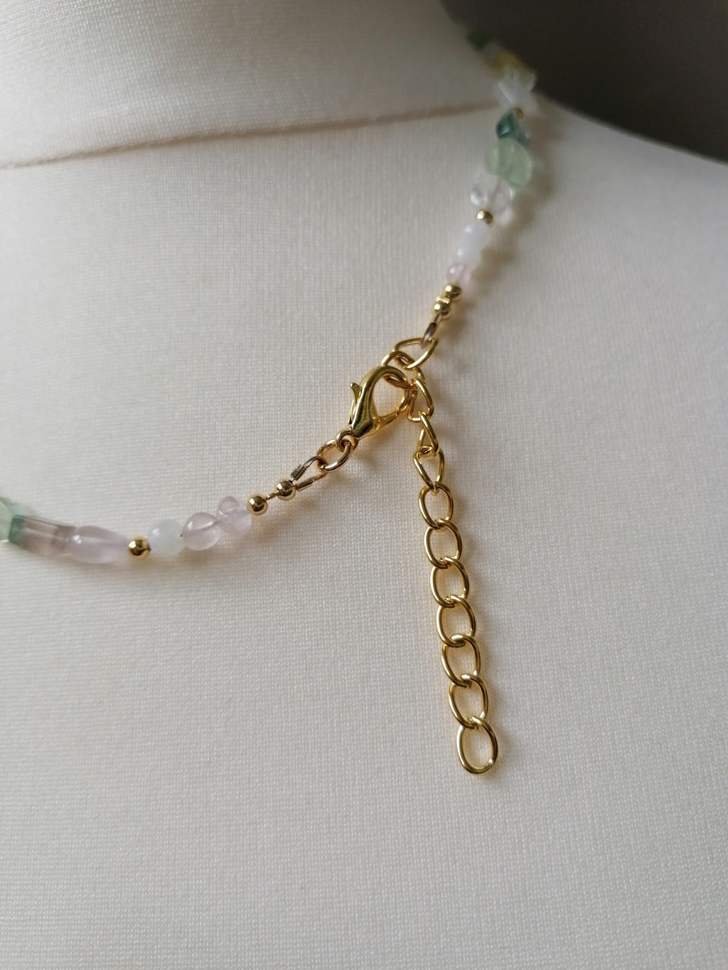 Fluorite, Rainbow Moonstone & Rose Quartz Gemstone Necklace