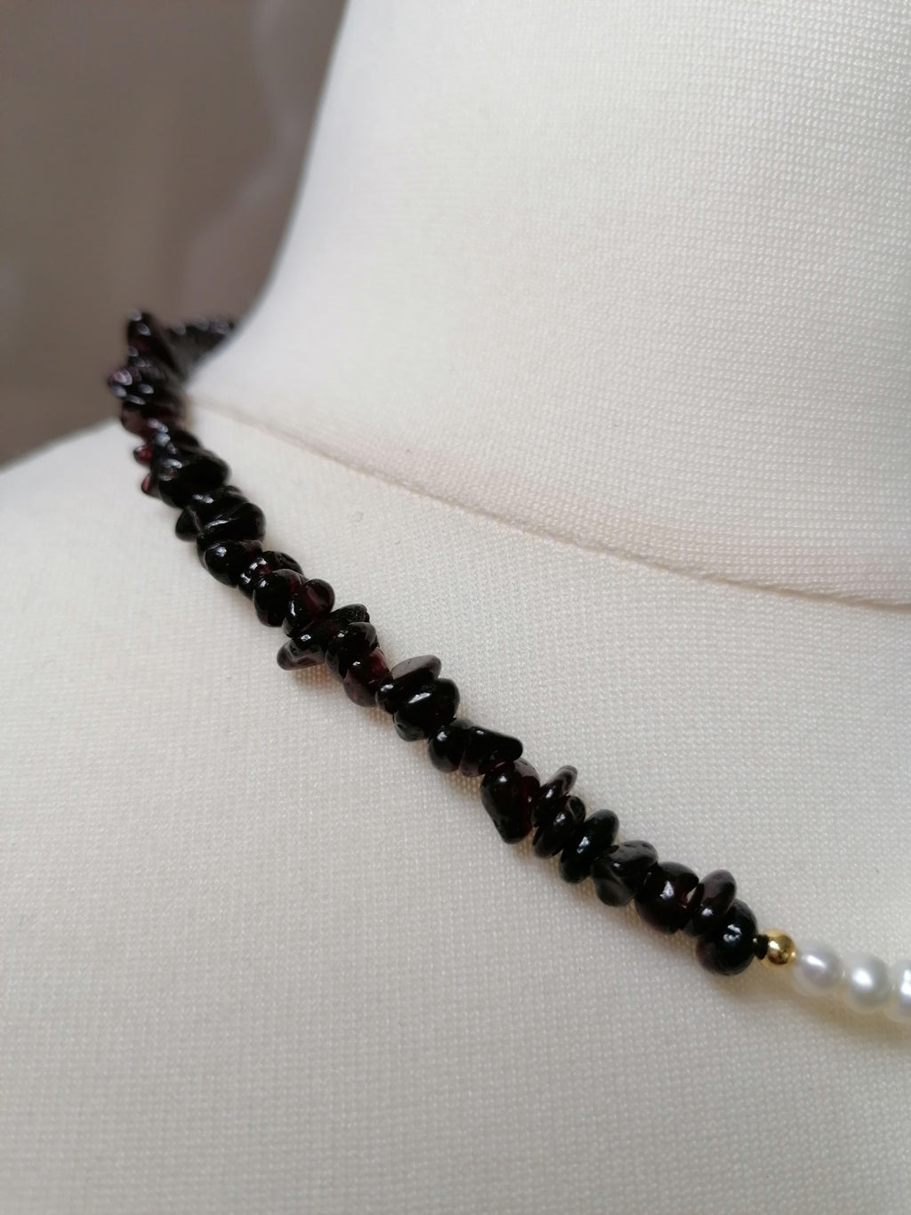 Semi-precious Garnet & Freshwater Pearl Necklace