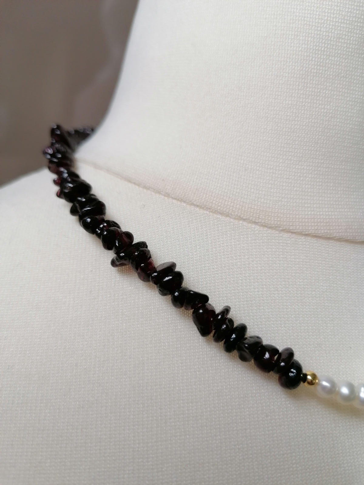 Semi-precious Garnet & Freshwater Pearl Necklace