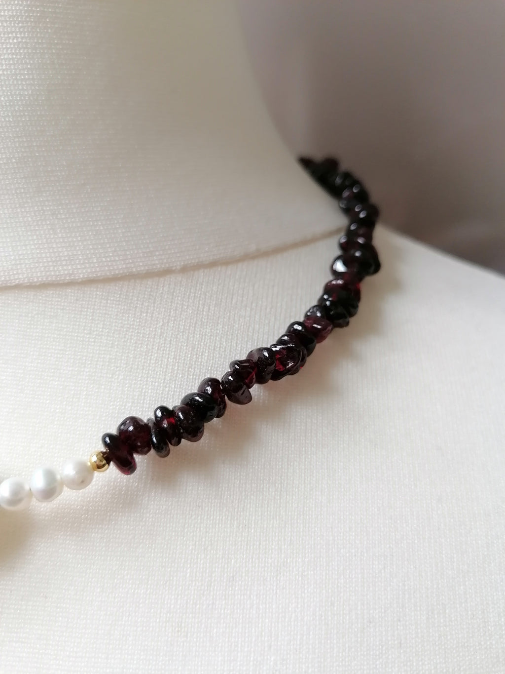 Semi-precious Garnet & Freshwater Pearl Necklace
