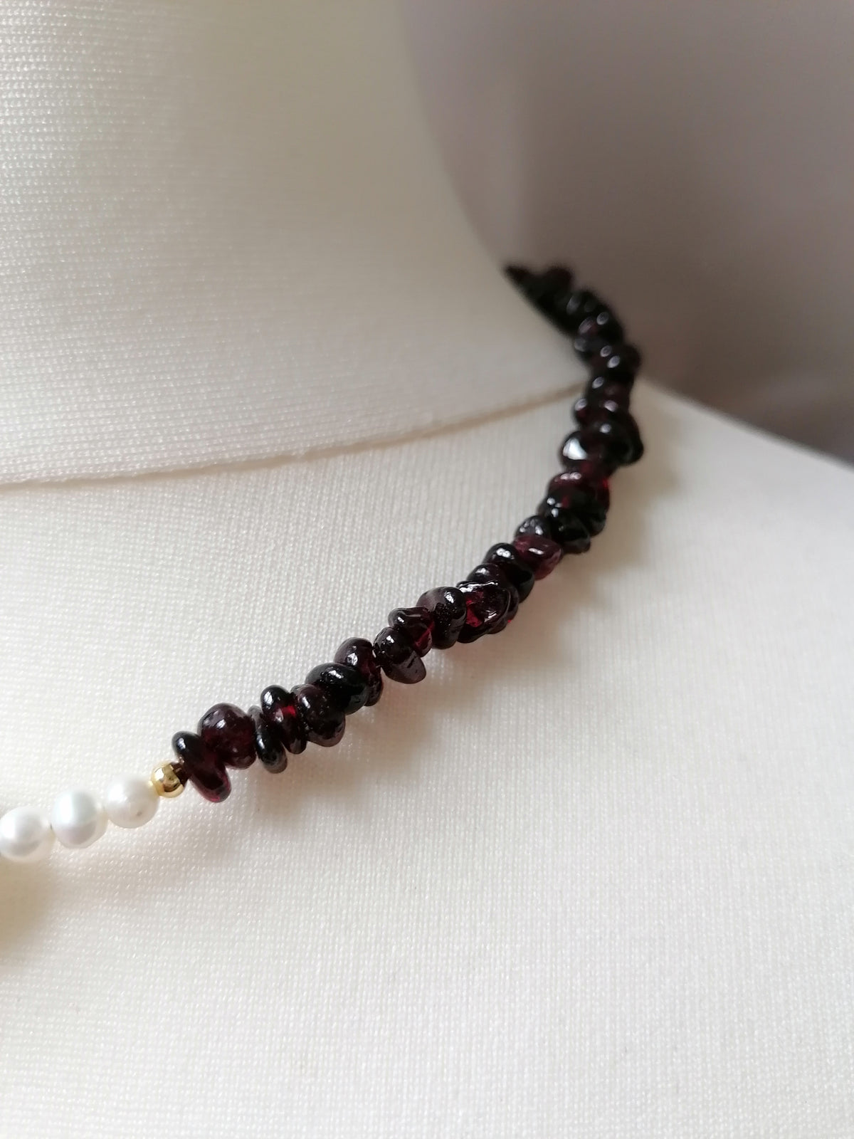 Semi-precious Garnet & Freshwater Pearl Necklace
