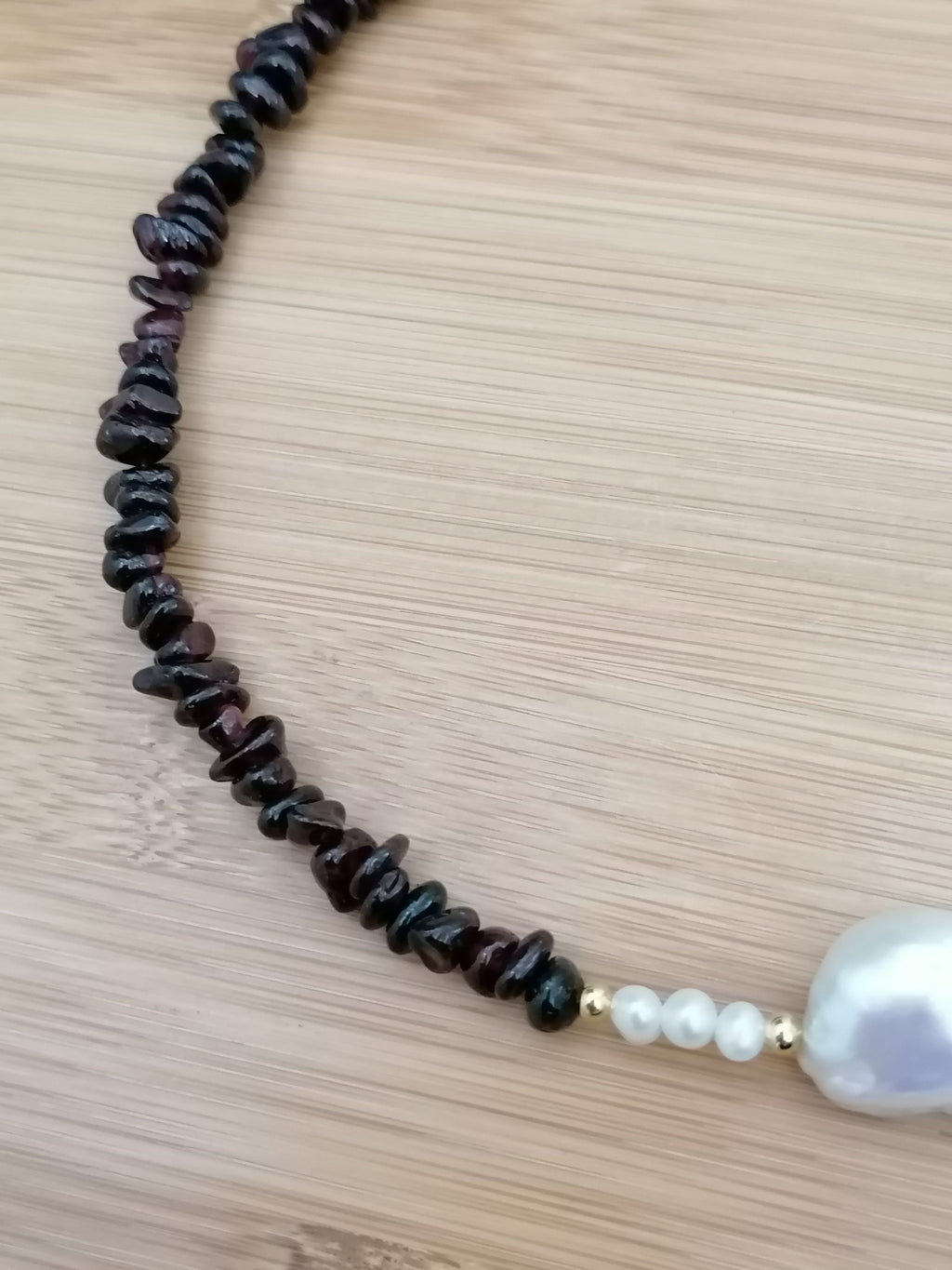 Semi-precious Garnet & Freshwater Pearl Necklace
