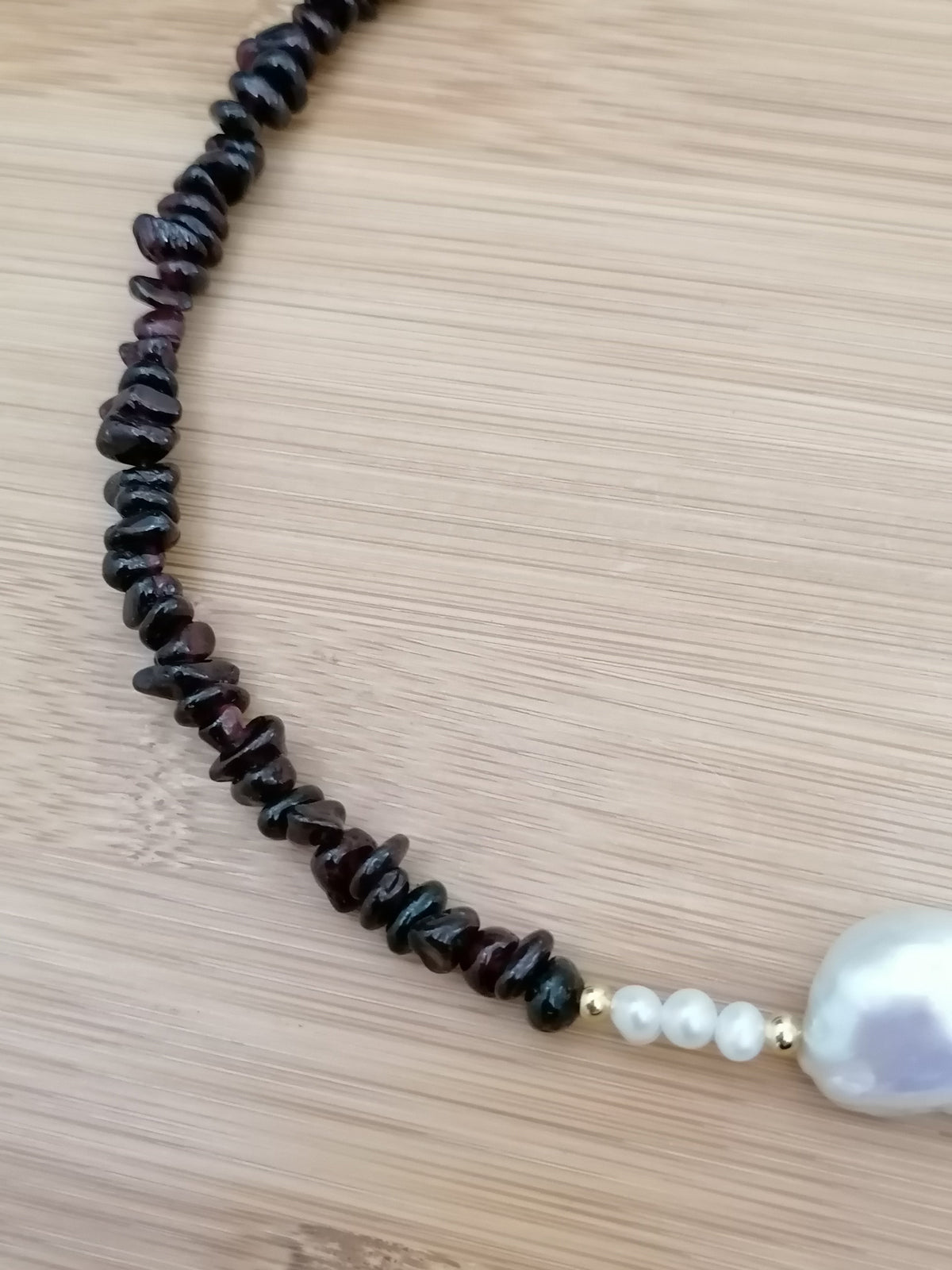 Semi-precious Garnet & Freshwater Pearl Necklace