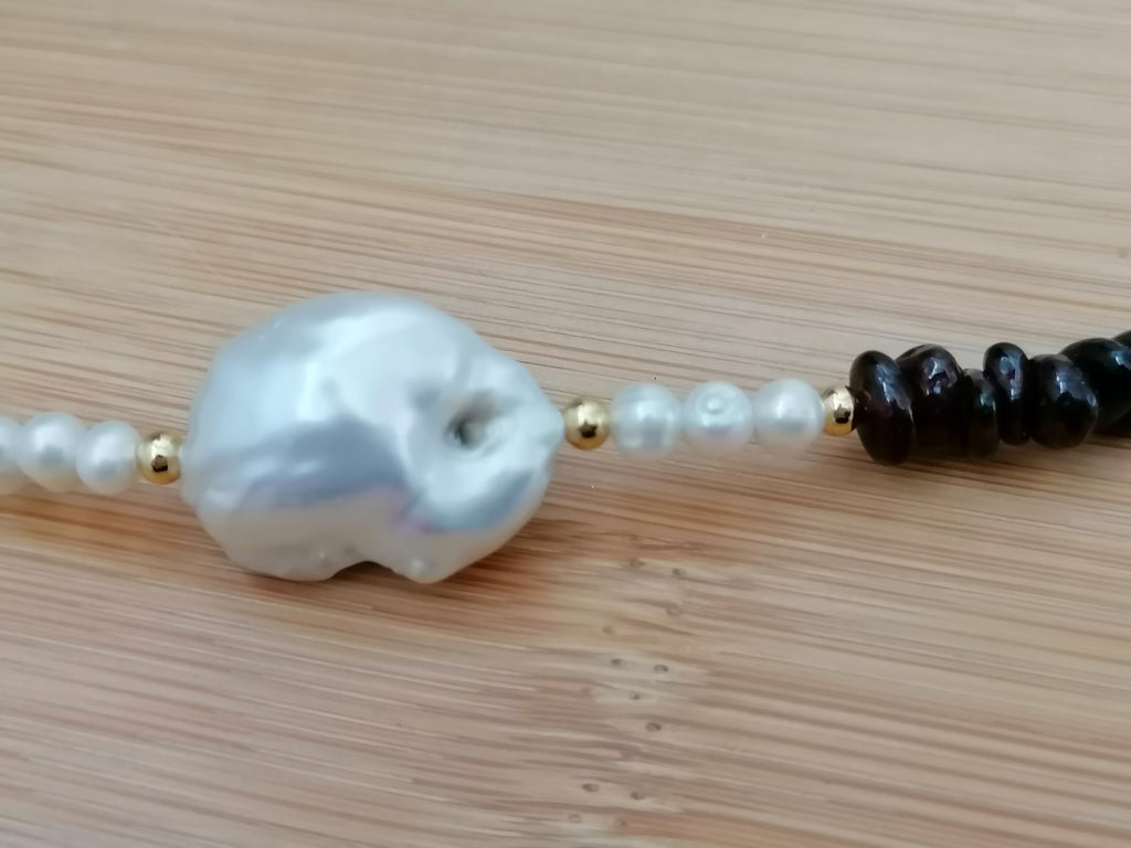 Semi-precious Garnet & Freshwater Pearl Necklace