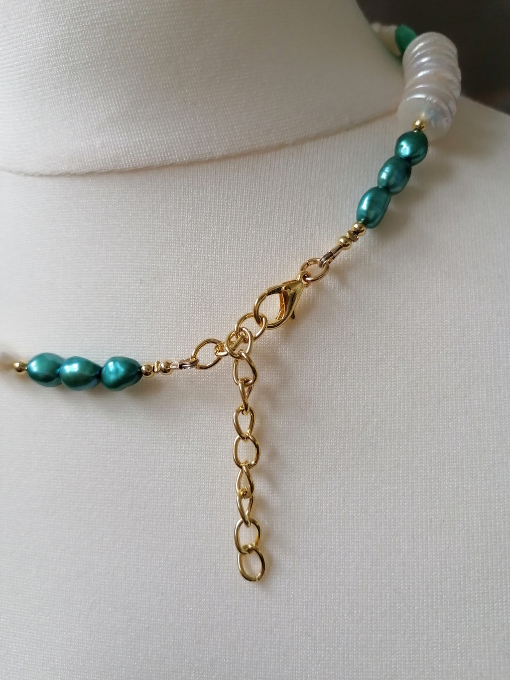 Freshwater Pearl & Russian Amazonite Quatrefoil Necklace