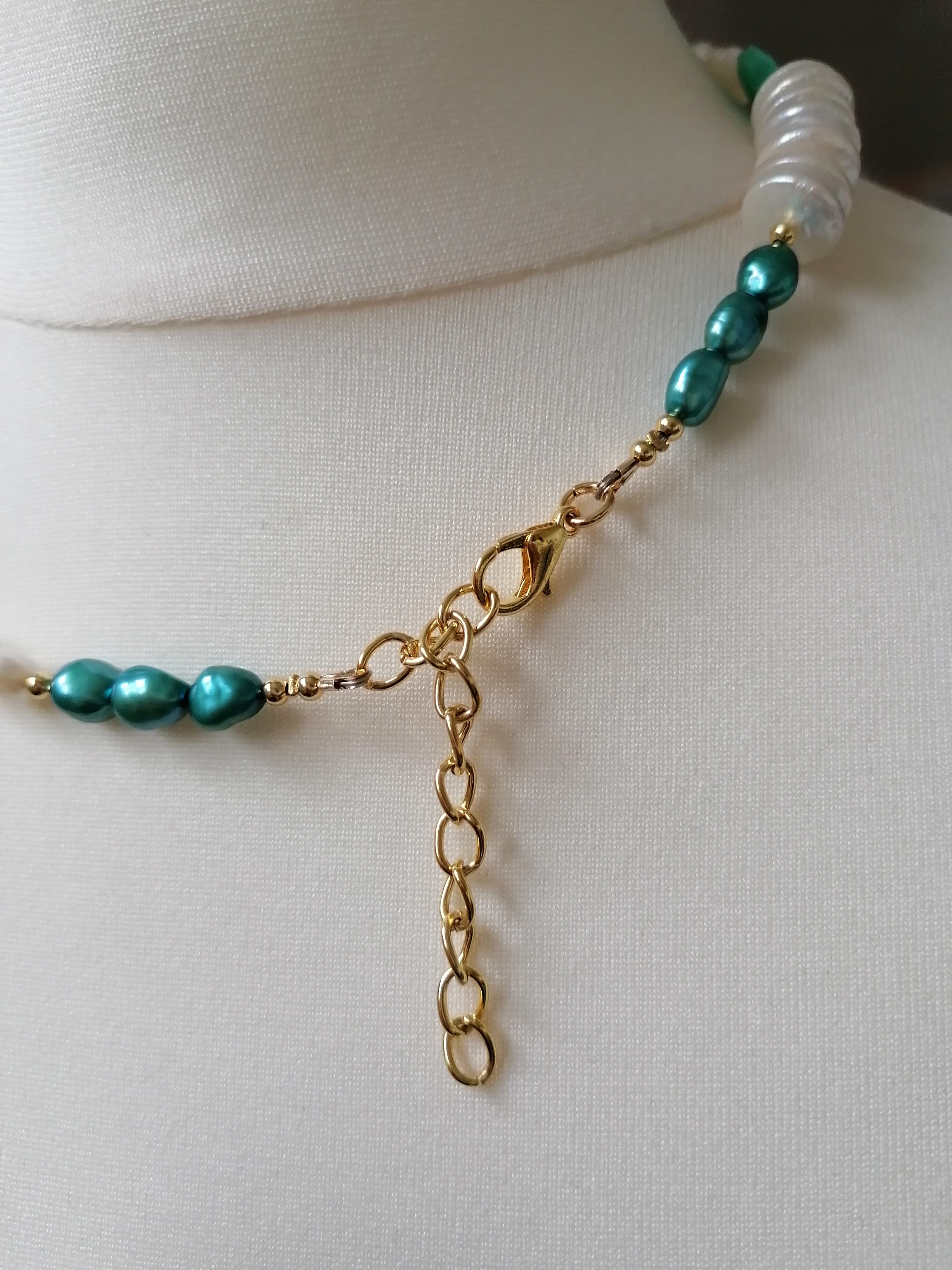 Freshwater Pearl & Russian Amazonite Quatrefoil Necklace