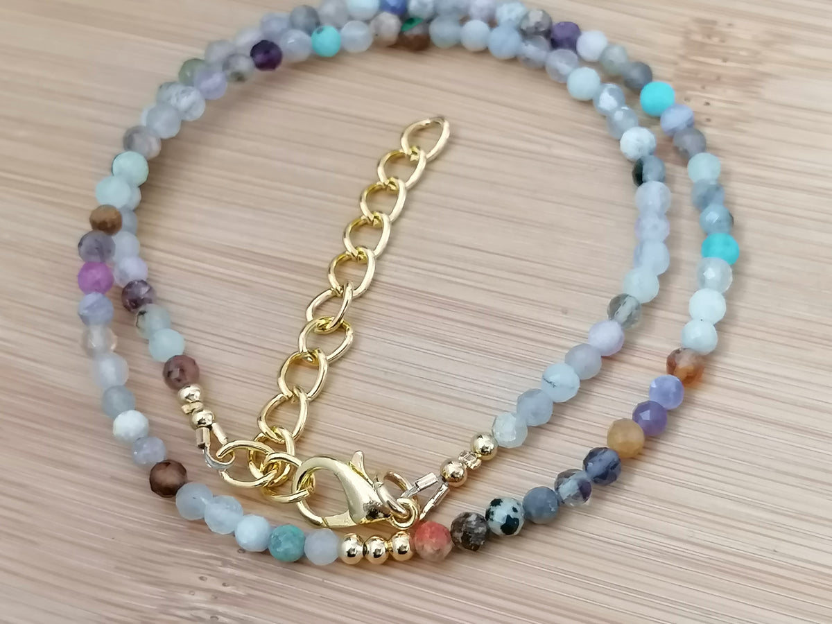 Multi-Gemstone Rainbow Necklace semi-precious
