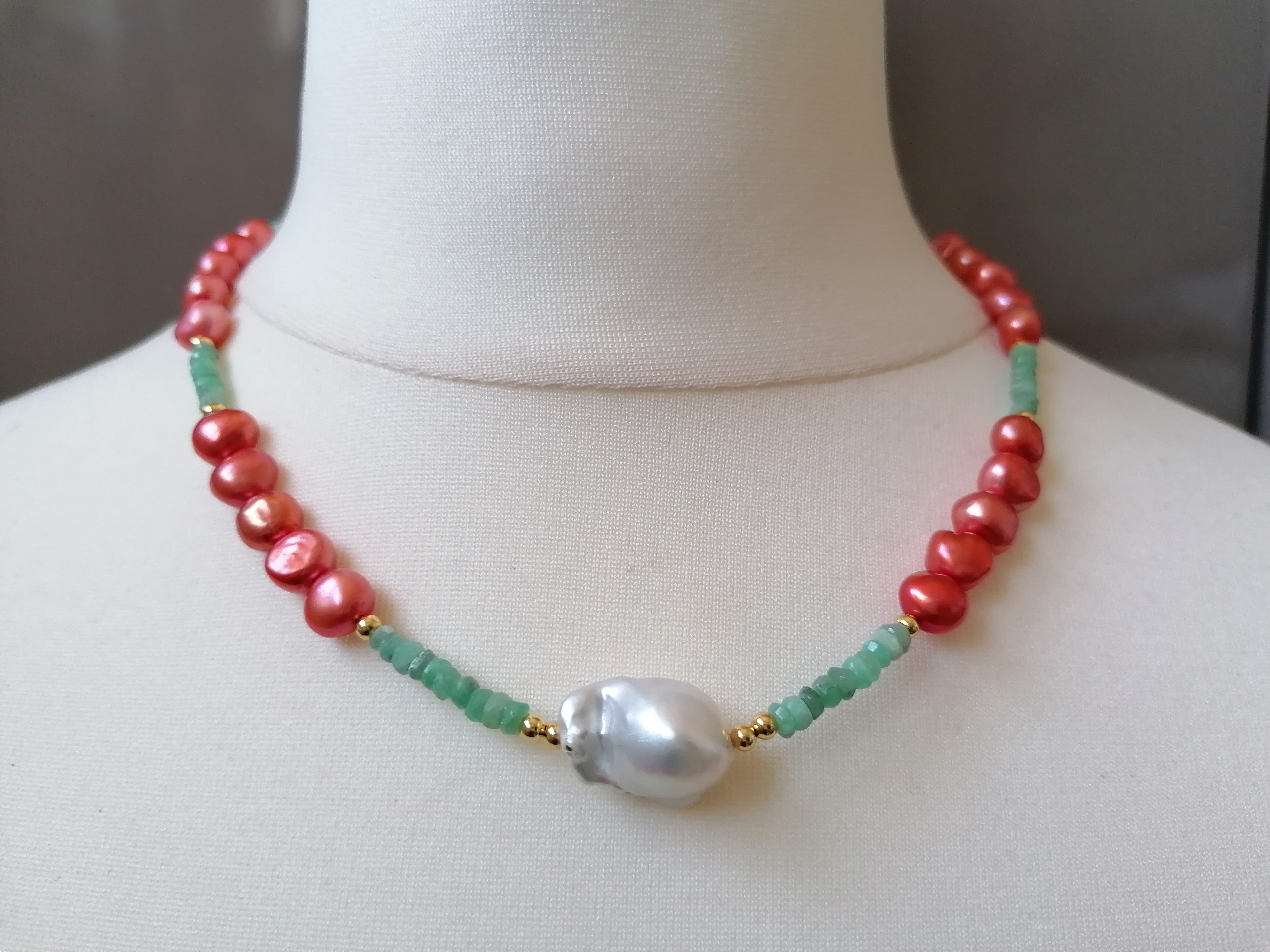 Cultured Freshwater Pearl & Apatite Gemstone Necklace
