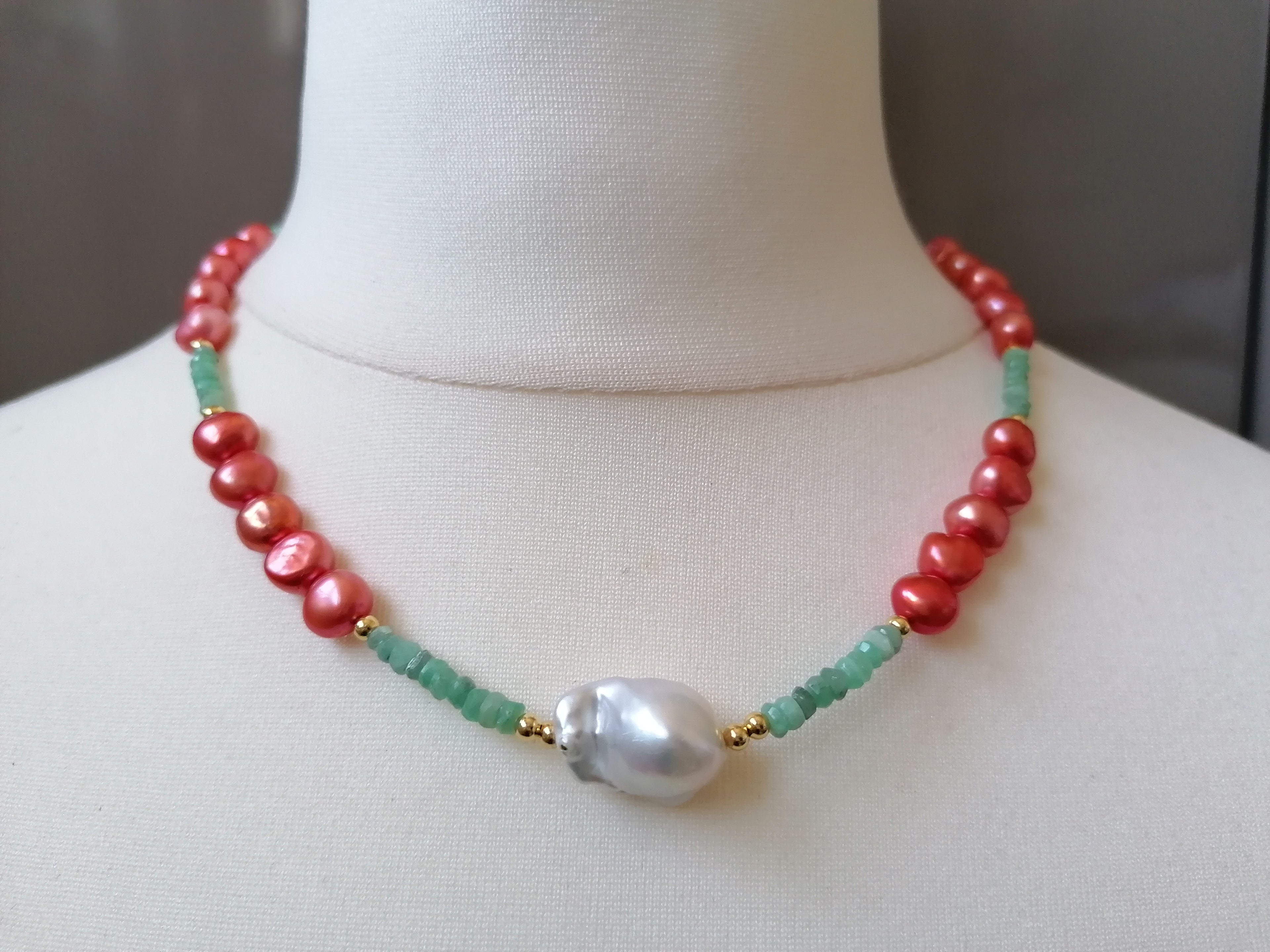 Cultured Freshwater Pearl & Apatite Gemstone Necklace