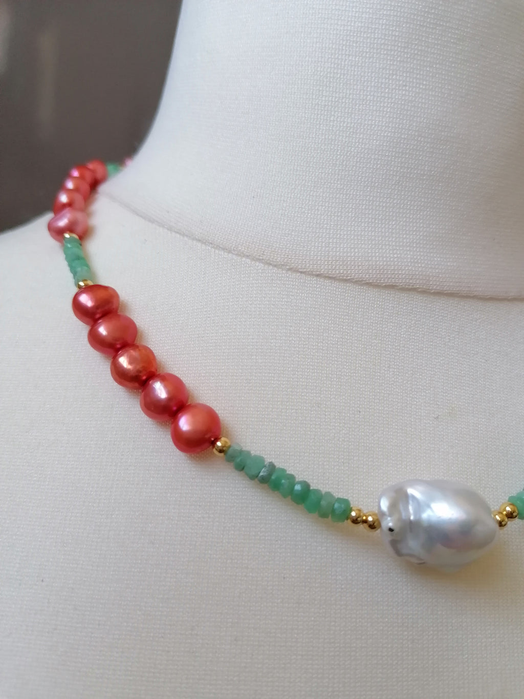 Cultured Freshwater Pearl & Apatite Gemstone Necklace