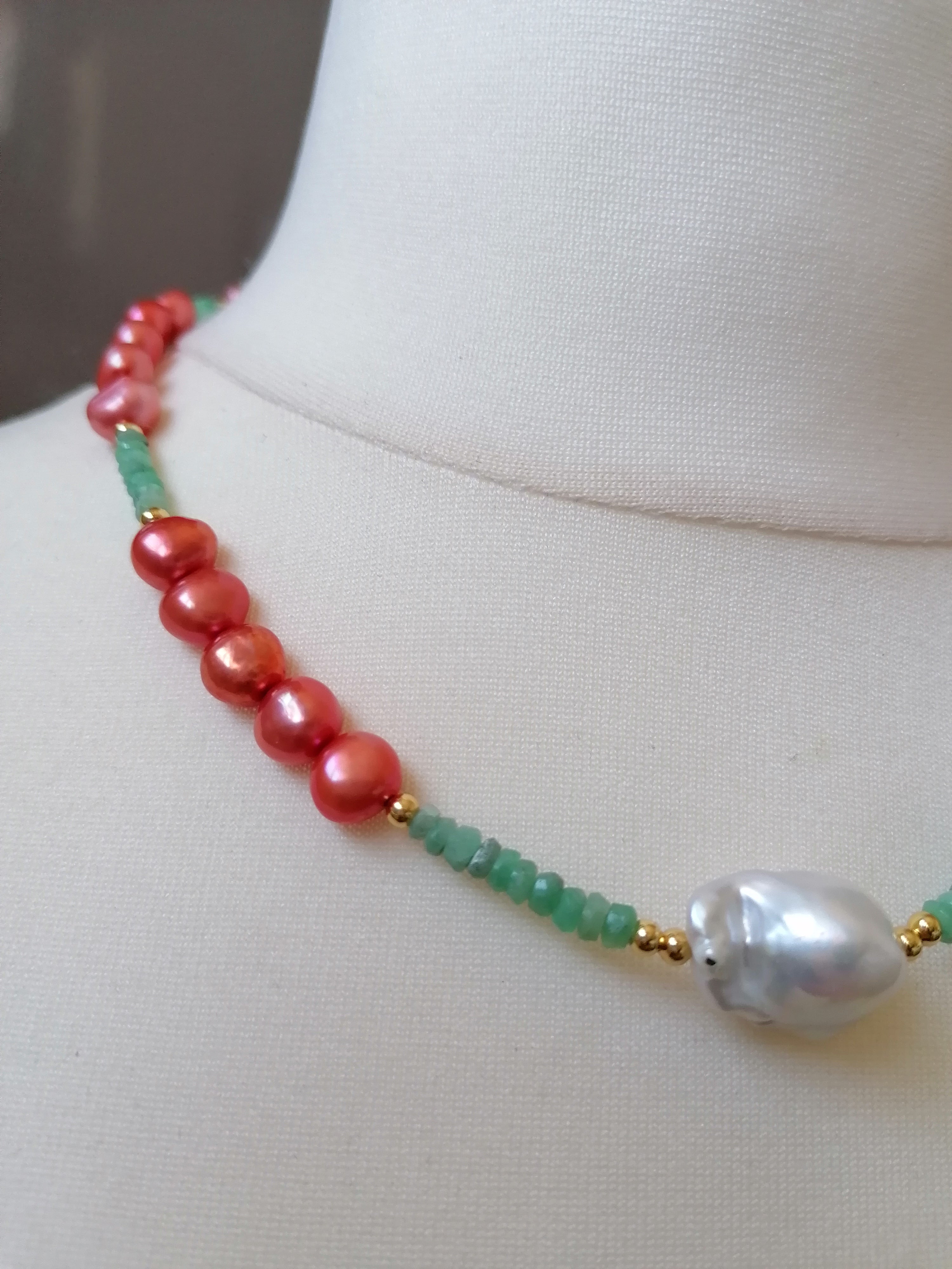 Cultured Freshwater Pearl & Apatite Gemstone Necklace