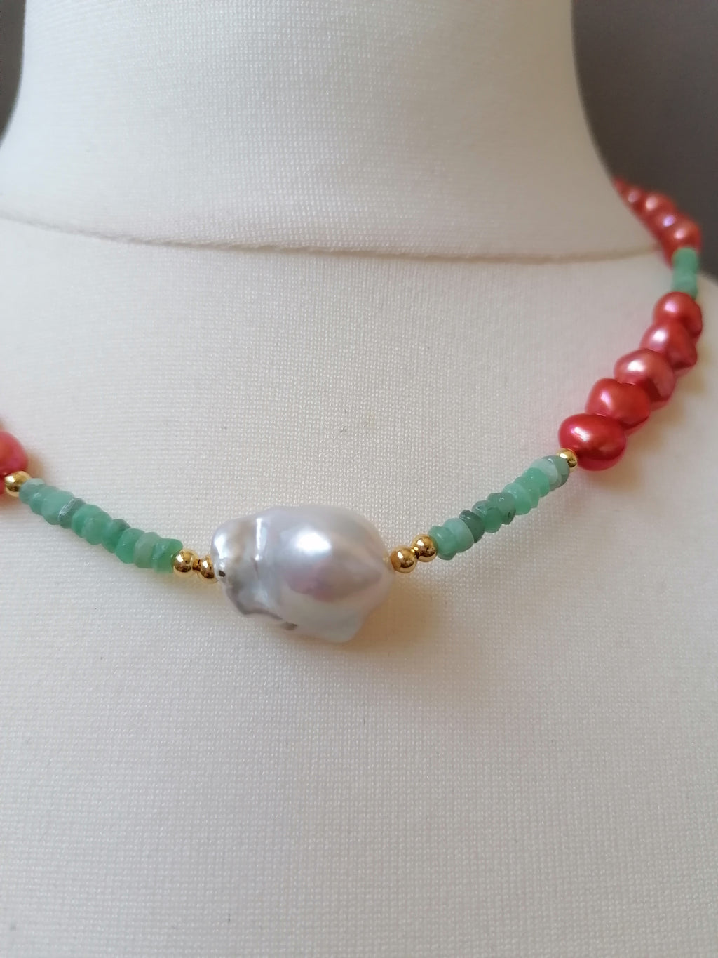 Cultured Freshwater Pearl & Apatite Gemstone Necklace