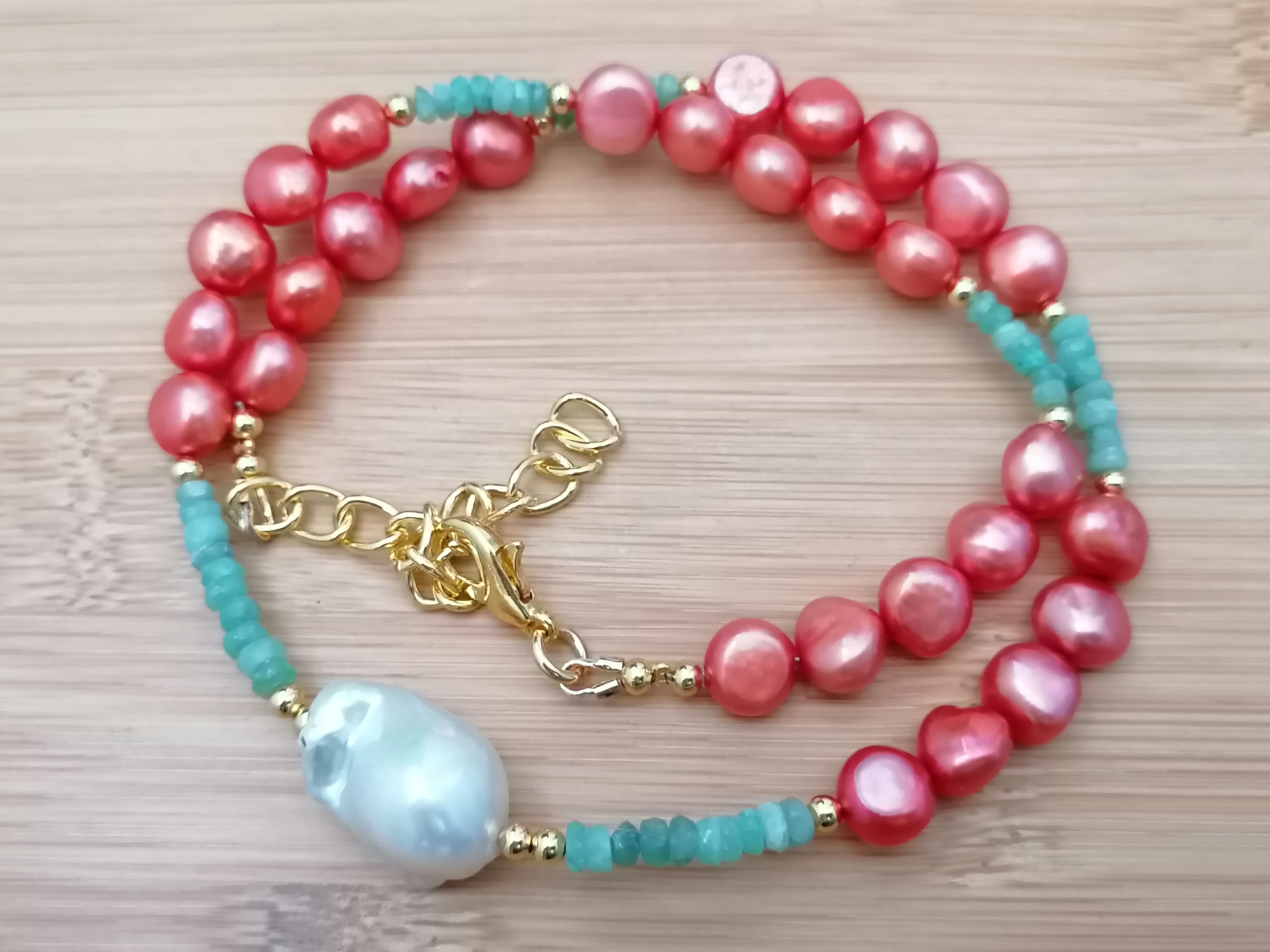 Cultured Freshwater Pearl & Apatite Gemstone Necklace