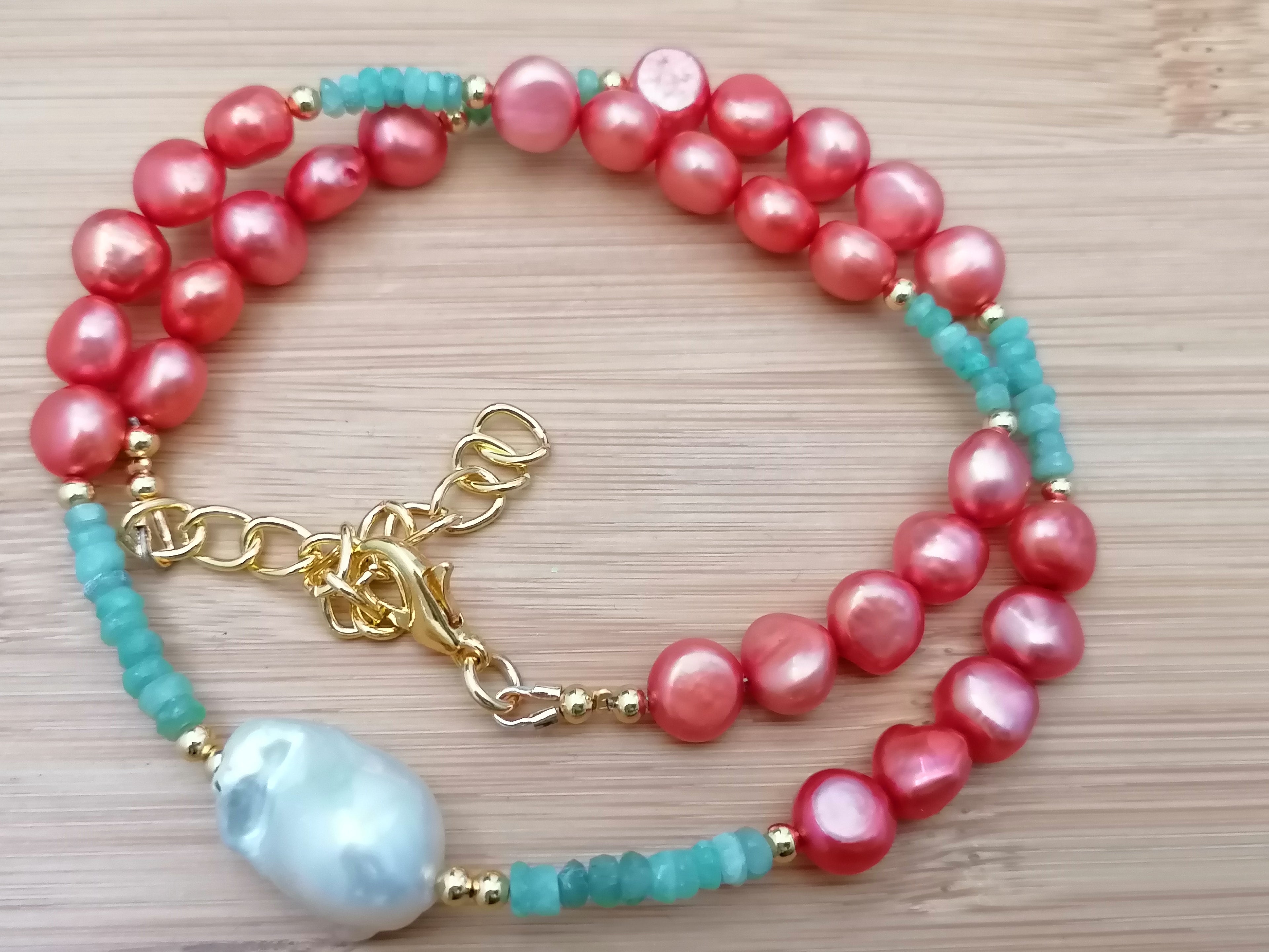 Cultured Freshwater Pearl & Apatite Gemstone Necklace