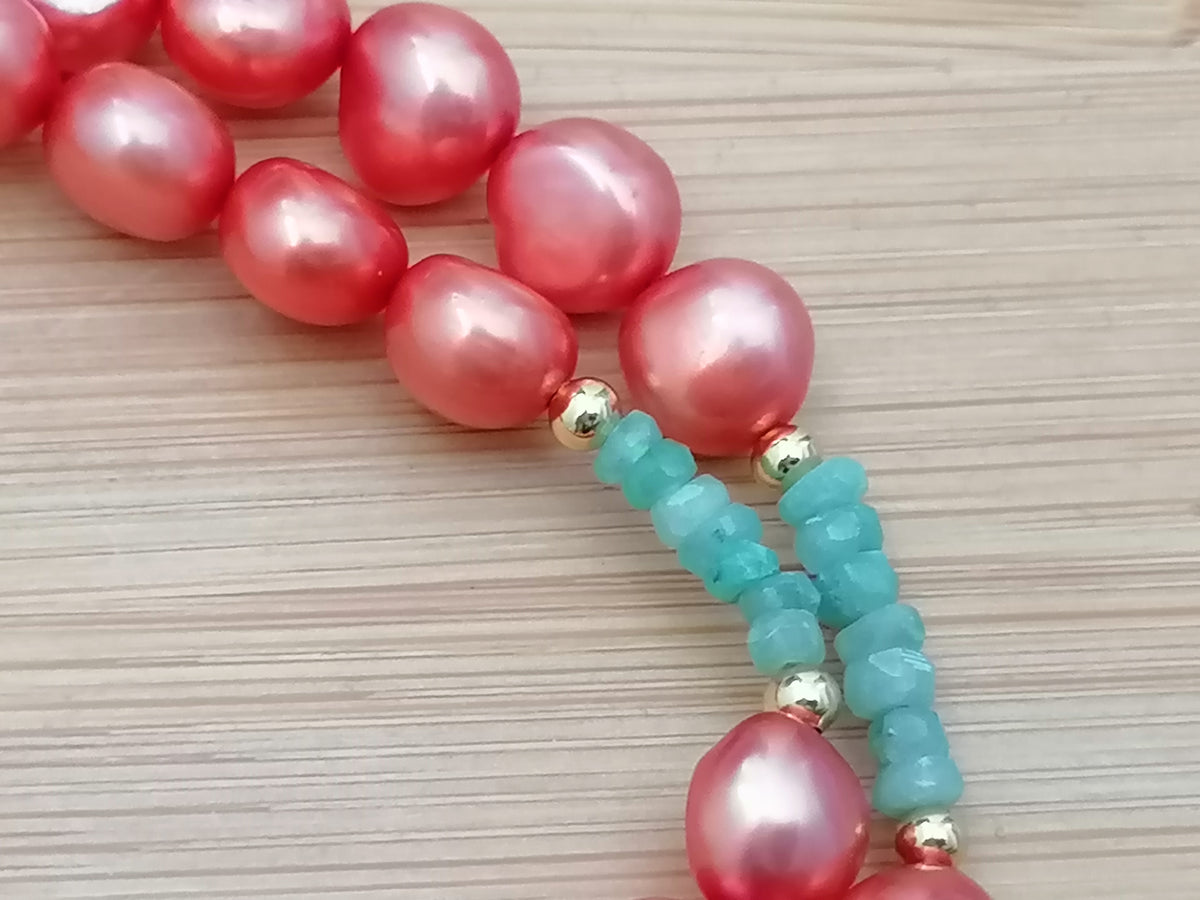 Cultured Freshwater Pearl & Apatite Gemstone Necklace
