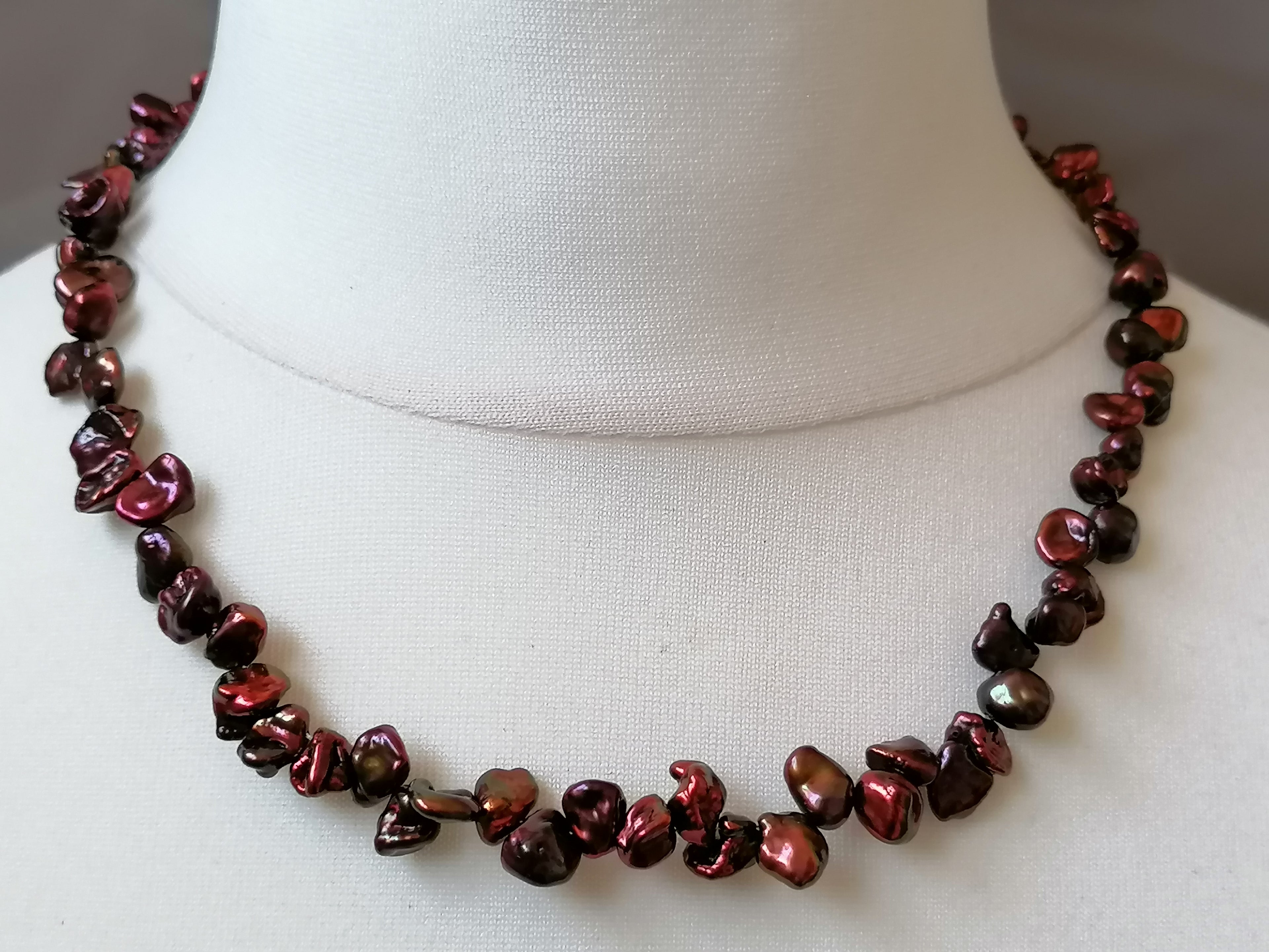 Cultured Freshwater Keshi Pearl Necklace in Chocolate Tones