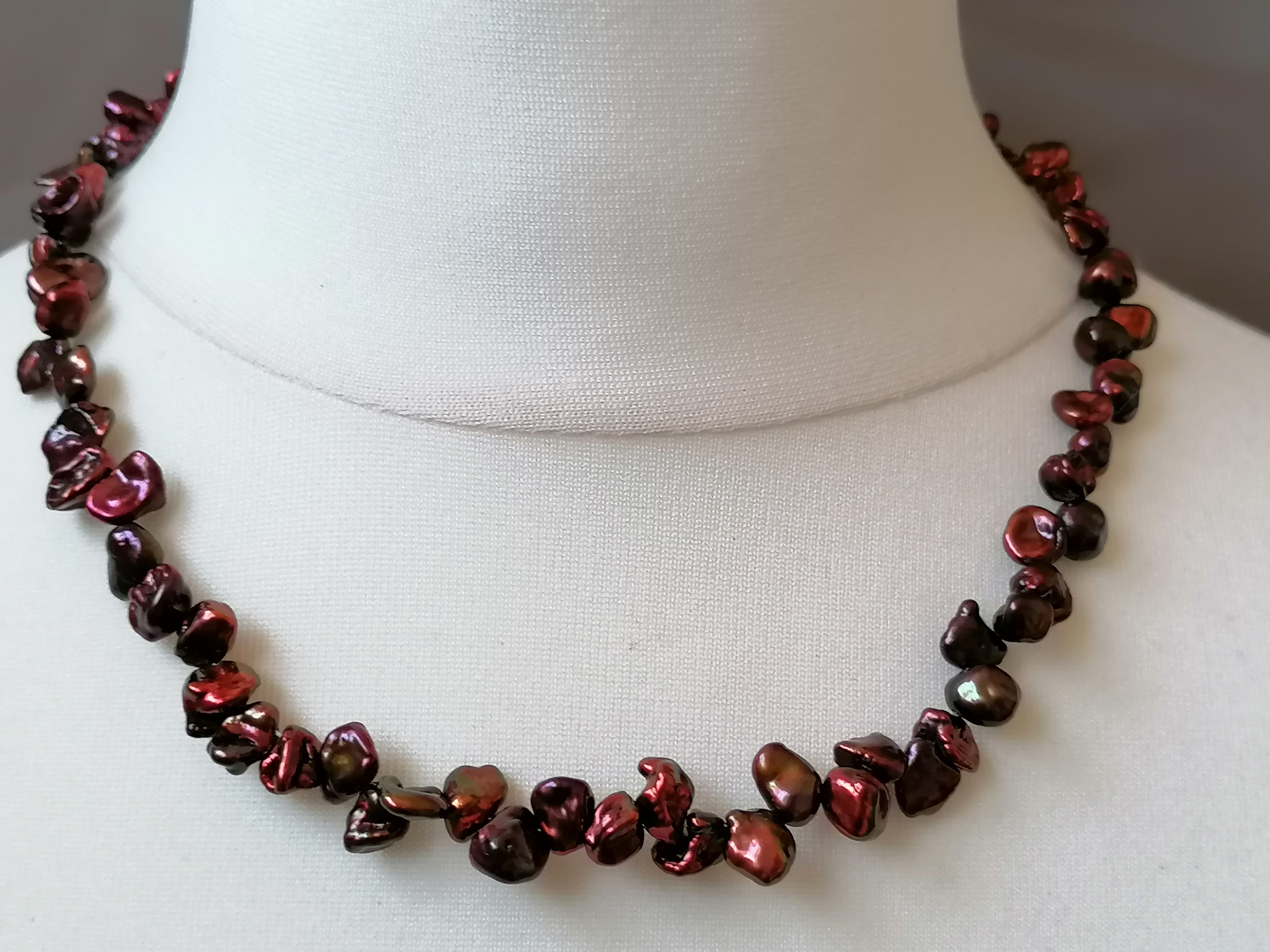 Cultured Freshwater Keshi Pearl Necklace in Chocolate Tones