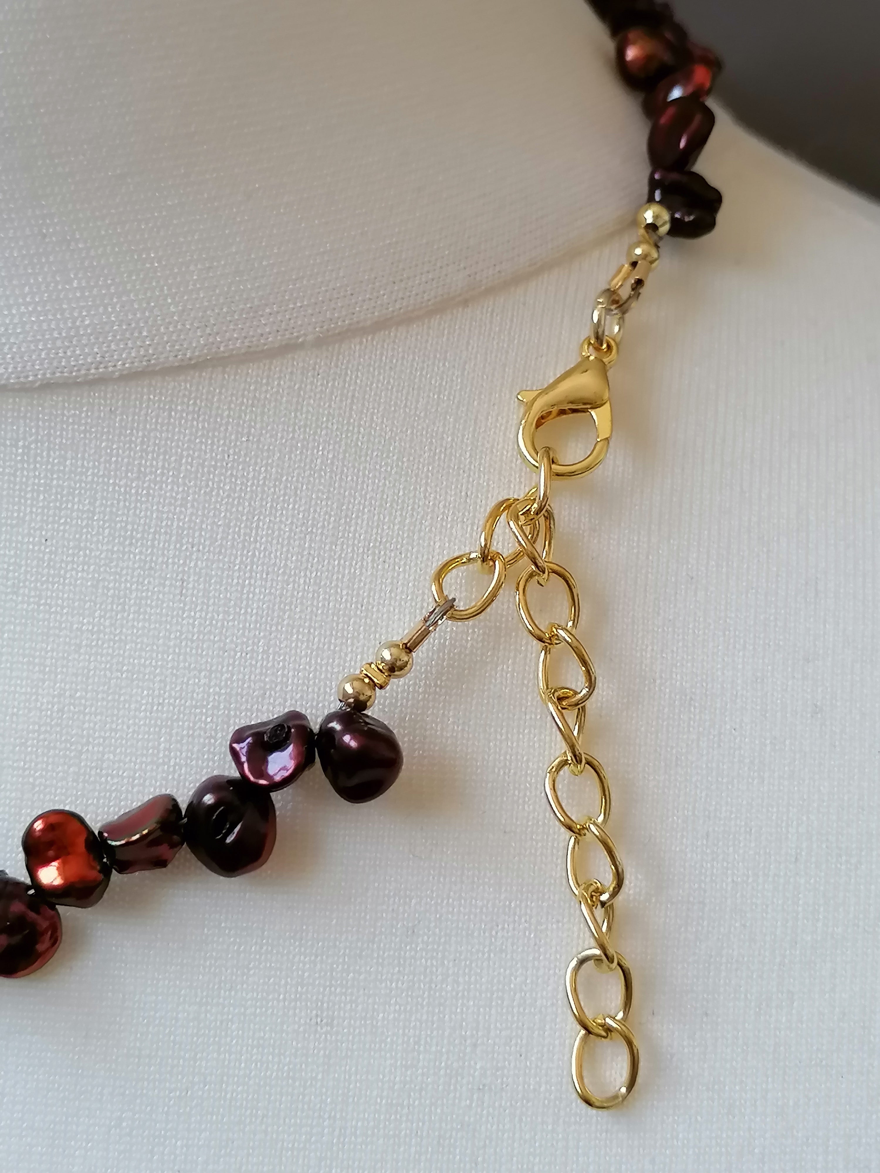 Cultured Freshwater Keshi Pearl Necklace in Chocolate Tones
