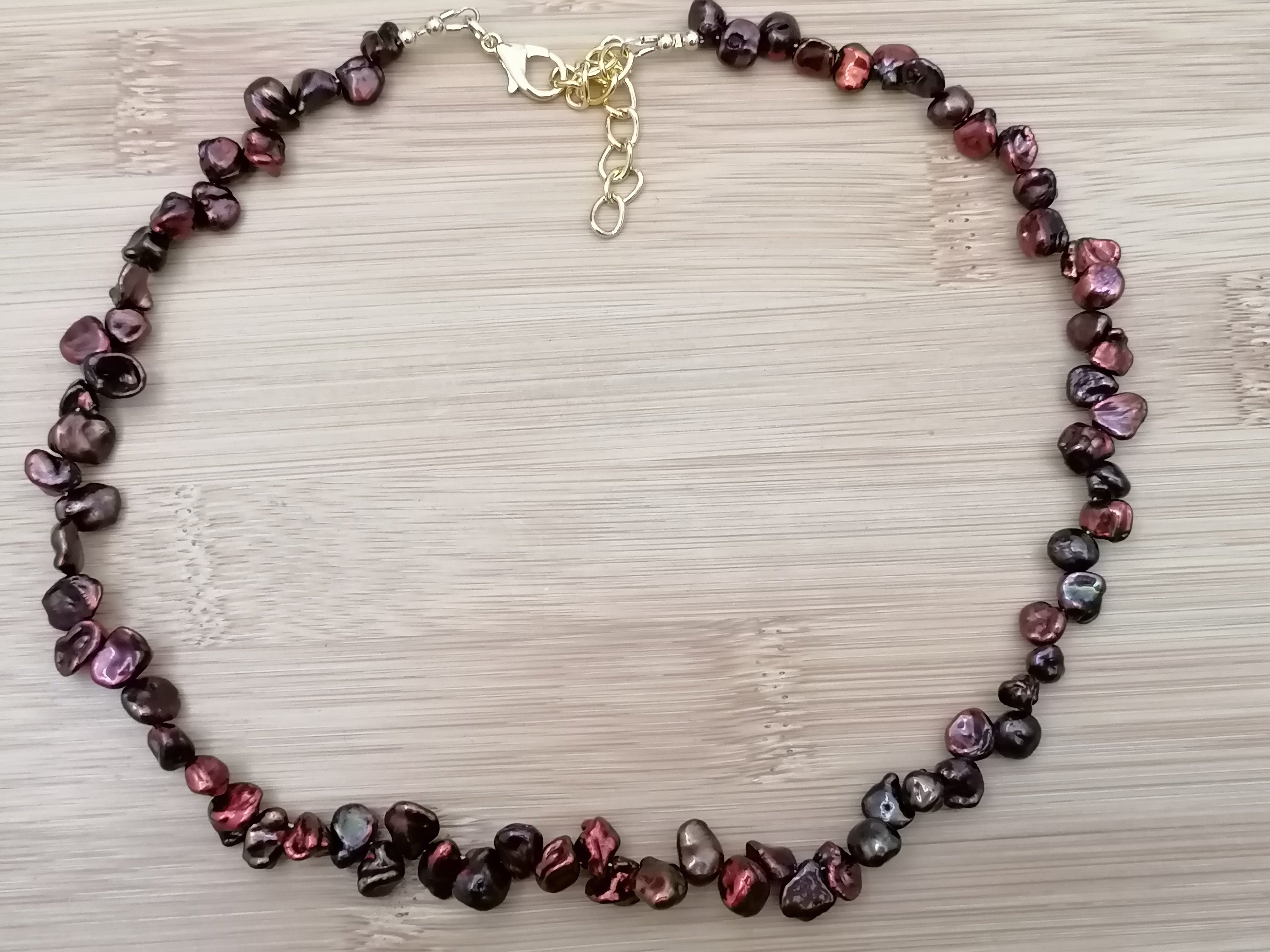 Cultured Freshwater Keshi Pearl Necklace in Chocolate Tones
