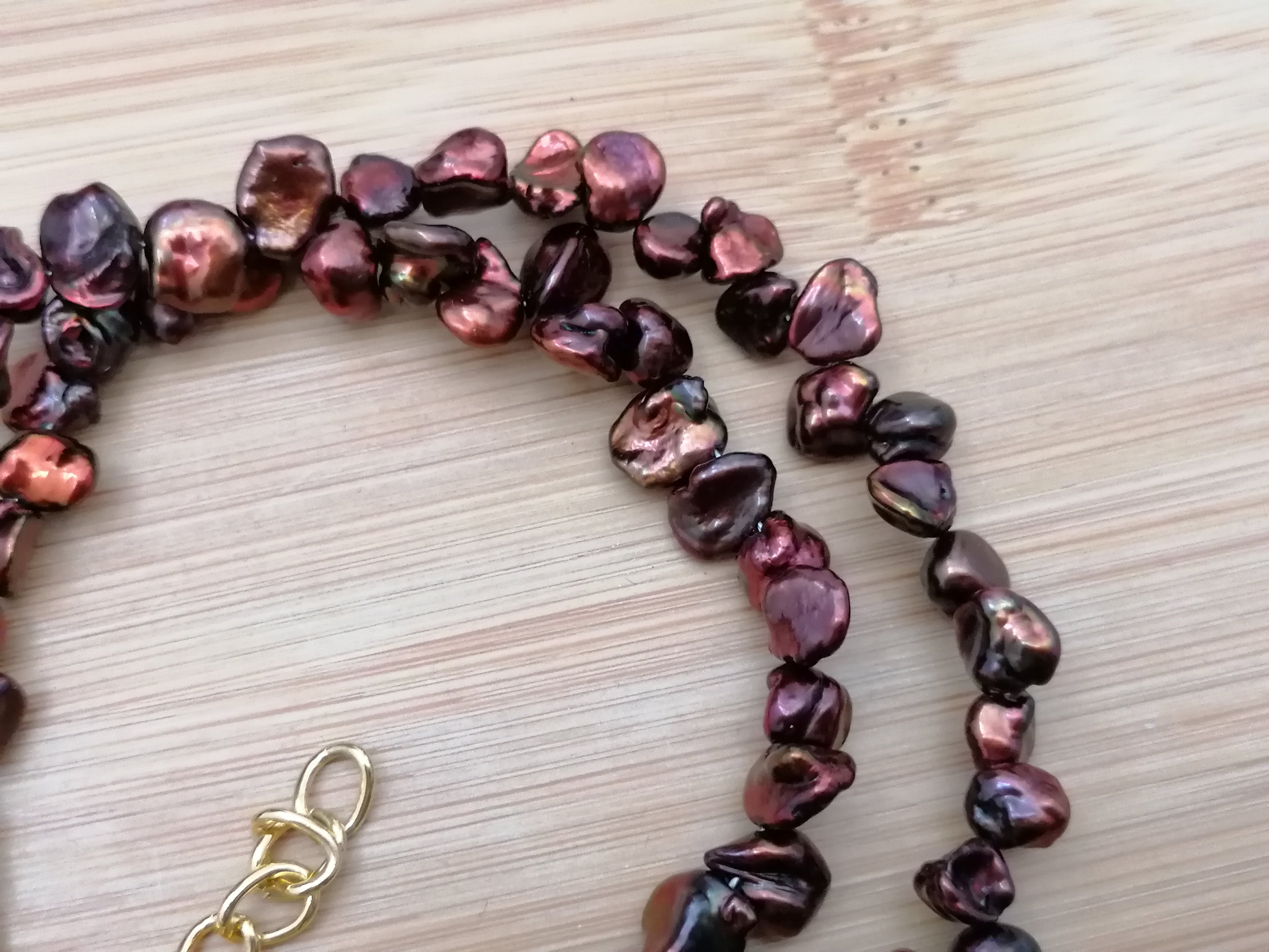 Cultured Freshwater Keshi Pearl Necklace in Chocolate Tones