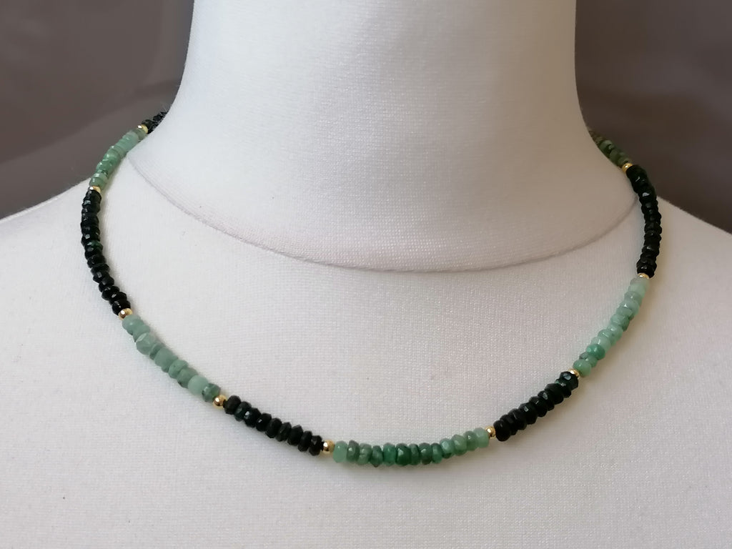 Semi-Precious Emerald & Chalcedony Gemstone Necklace