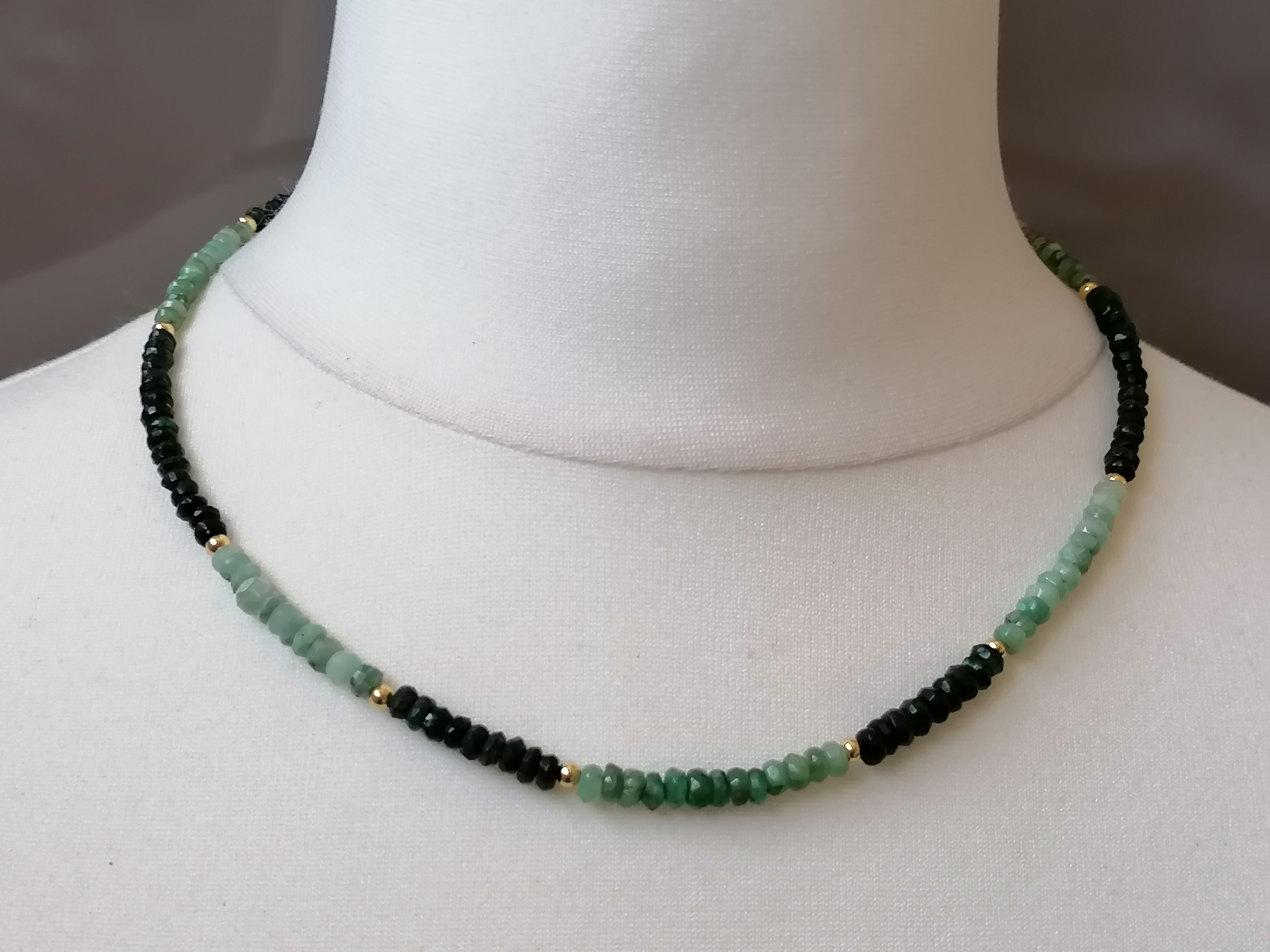 Semi-Precious Emerald & Chalcedony Gemstone Necklace