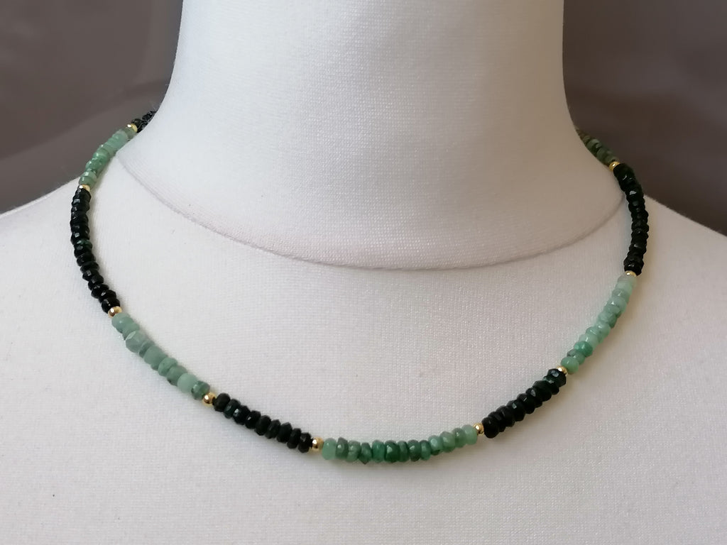Semi-Precious Emerald & Chalcedony Gemstone Necklace