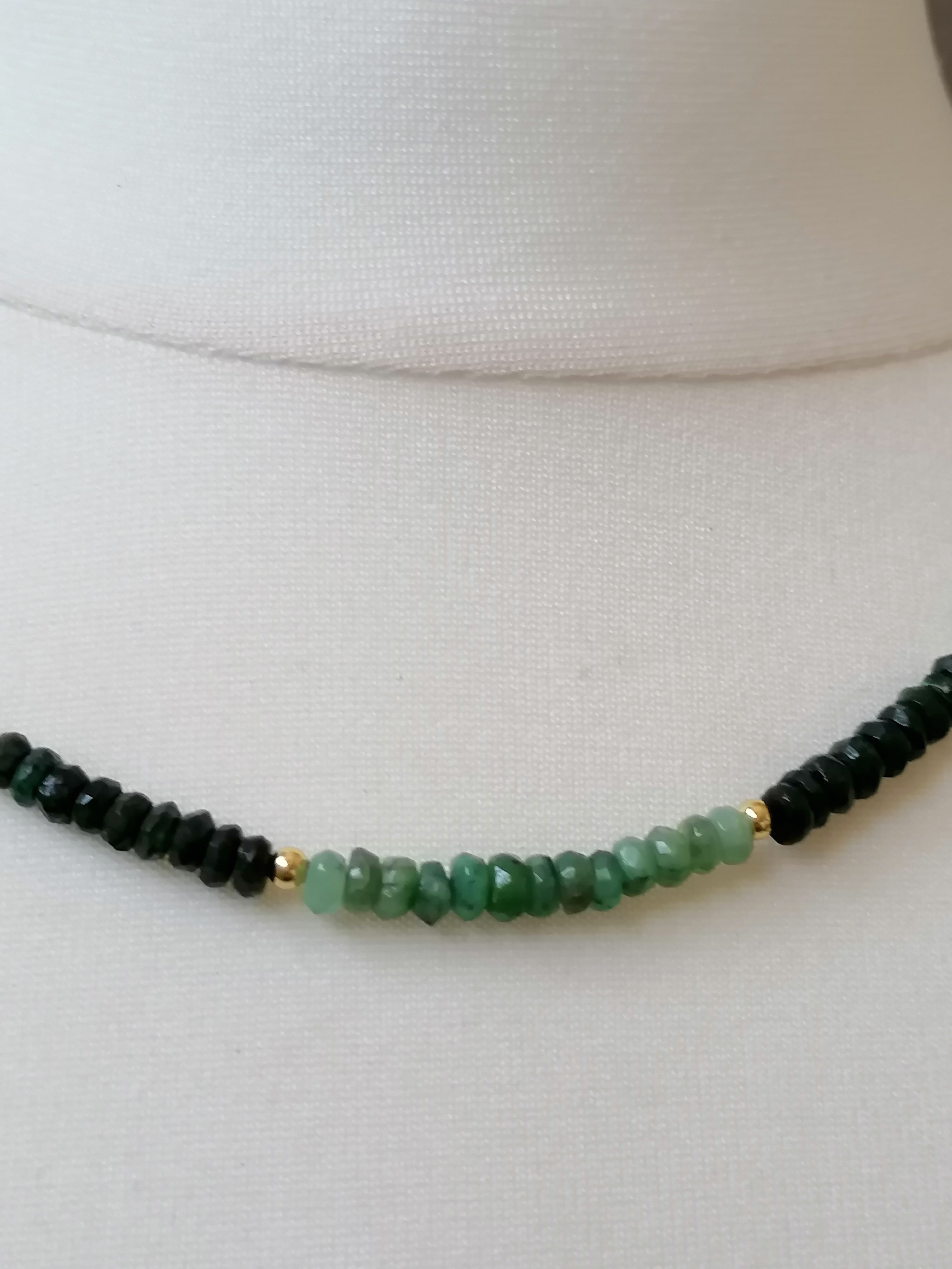 Semi-Precious Emerald & Chalcedony Gemstone Necklace