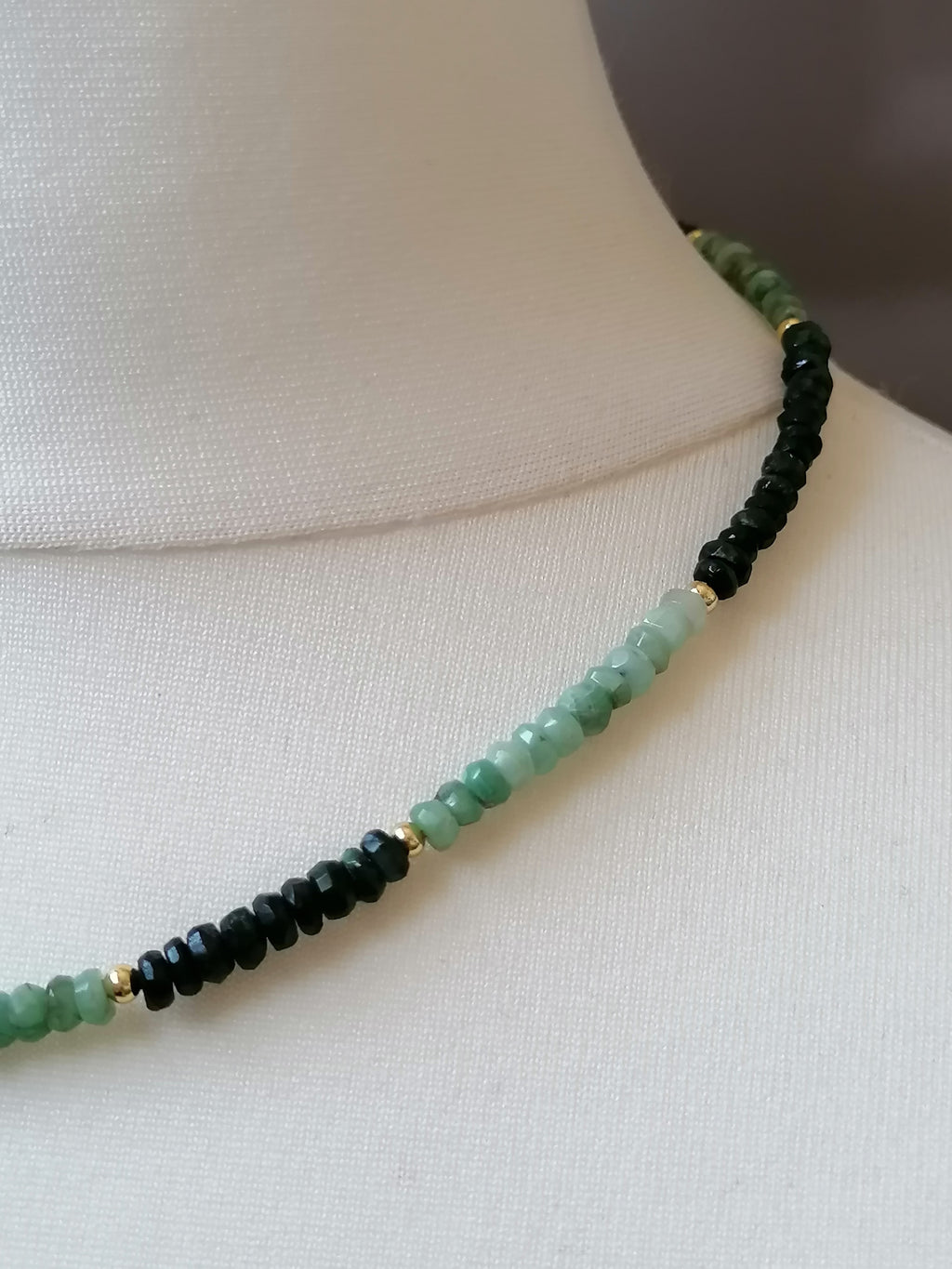 Semi-Precious Emerald & Chalcedony Gemstone Necklace