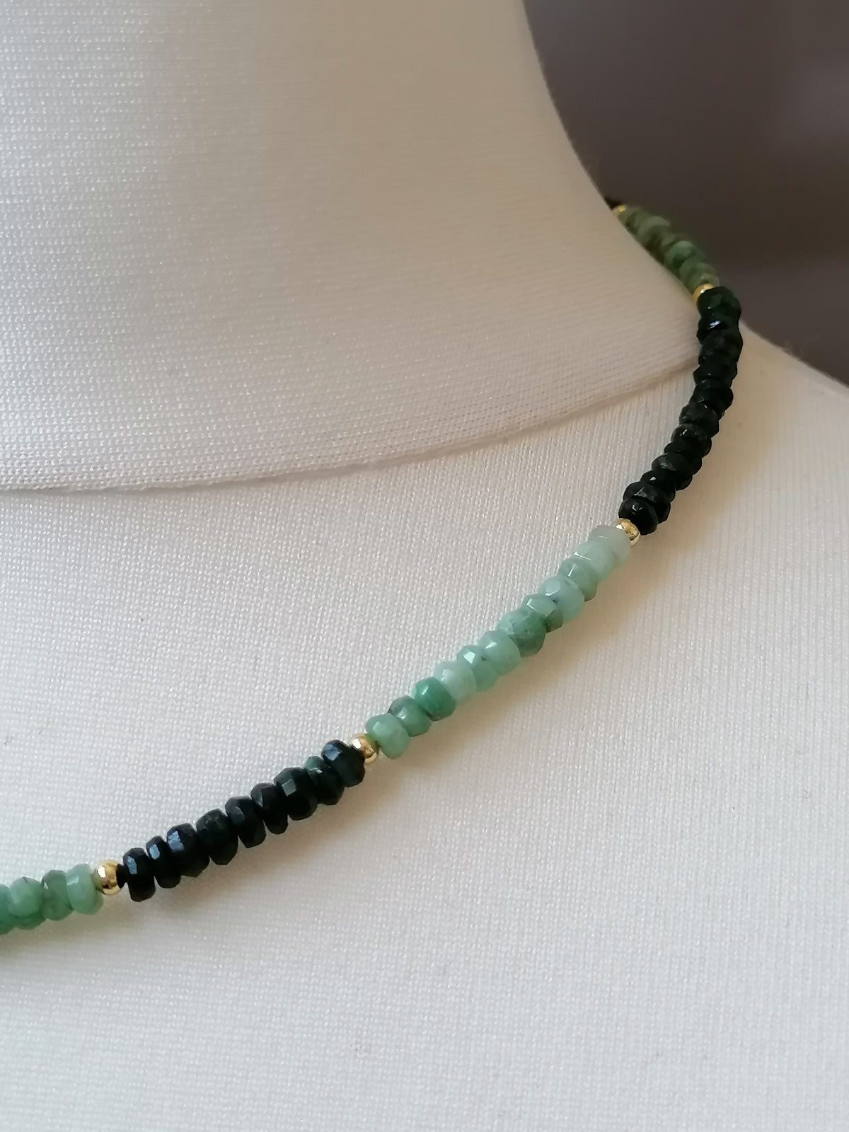 Semi-Precious Emerald & Chalcedony Gemstone Necklace