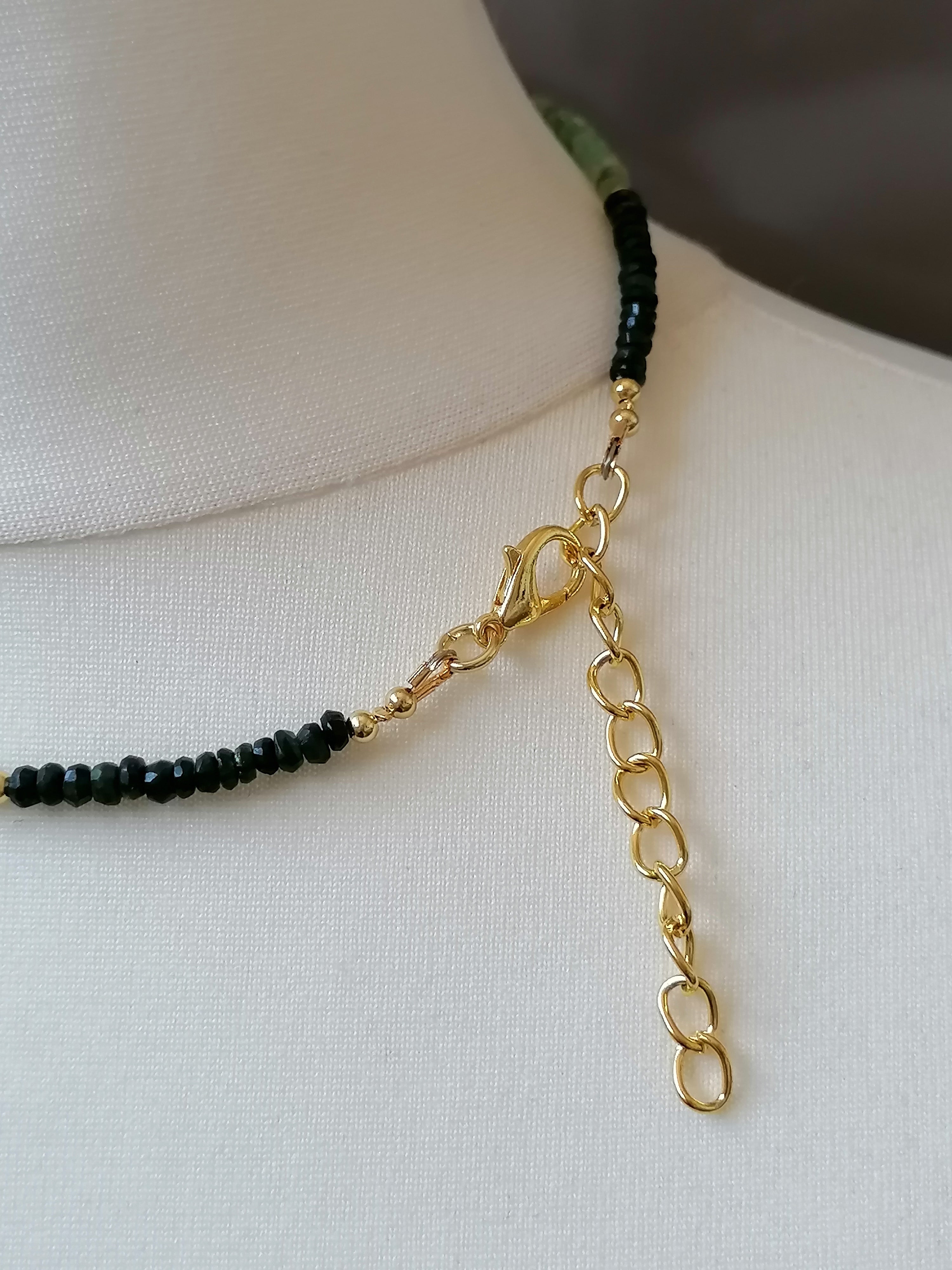 Semi-Precious Emerald & Chalcedony Gemstone Necklace
