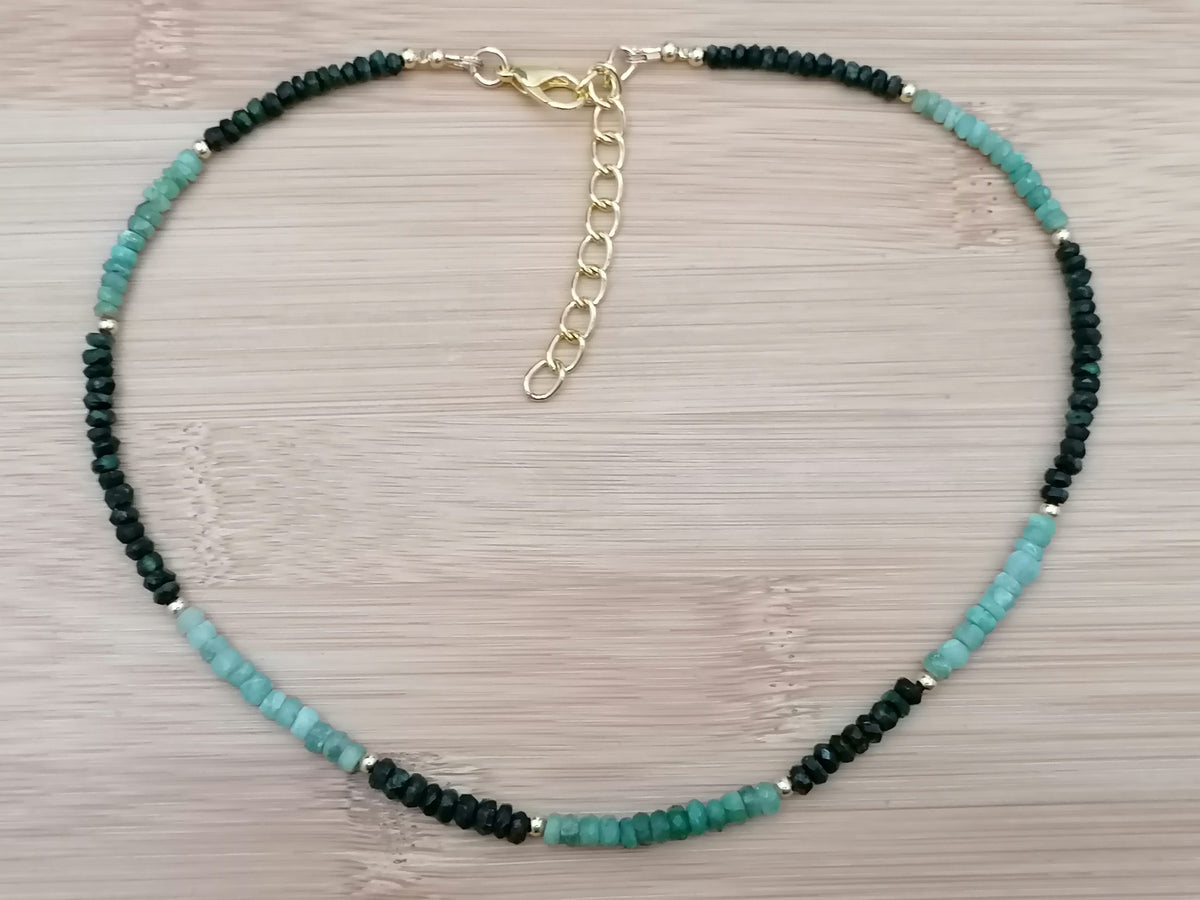 Semi-Precious Emerald & Chalcedony Gemstone Necklace