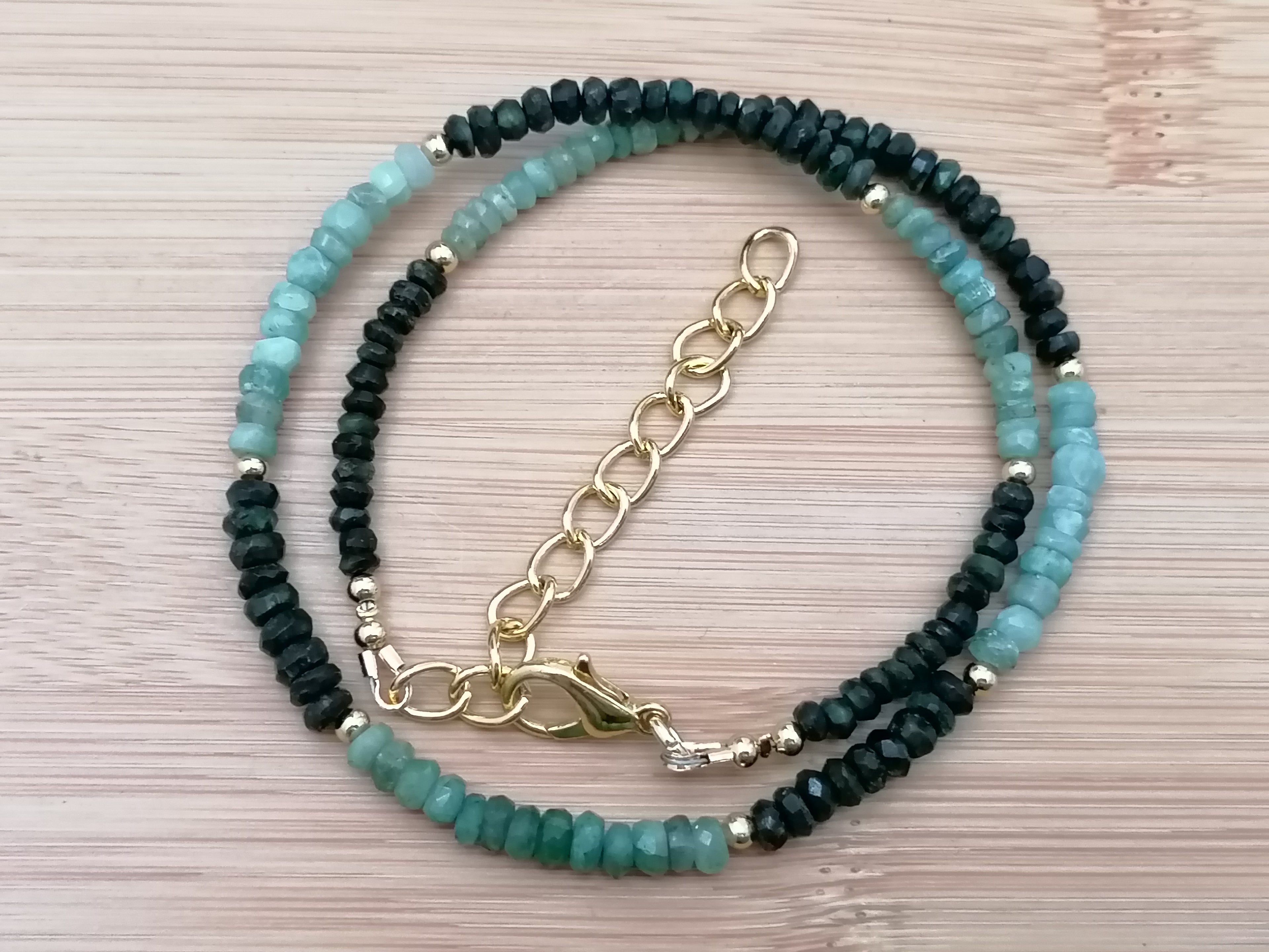 Semi-Precious Emerald & Chalcedony Gemstone Necklace
