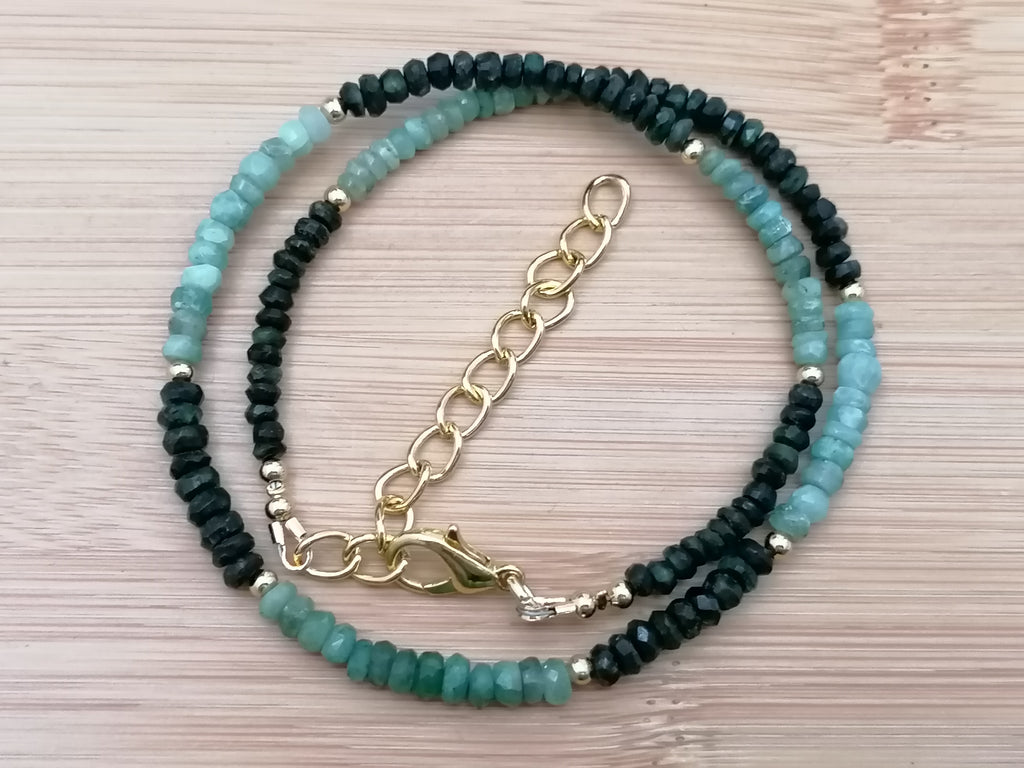 Semi-Precious Emerald & Chalcedony Gemstone Necklace