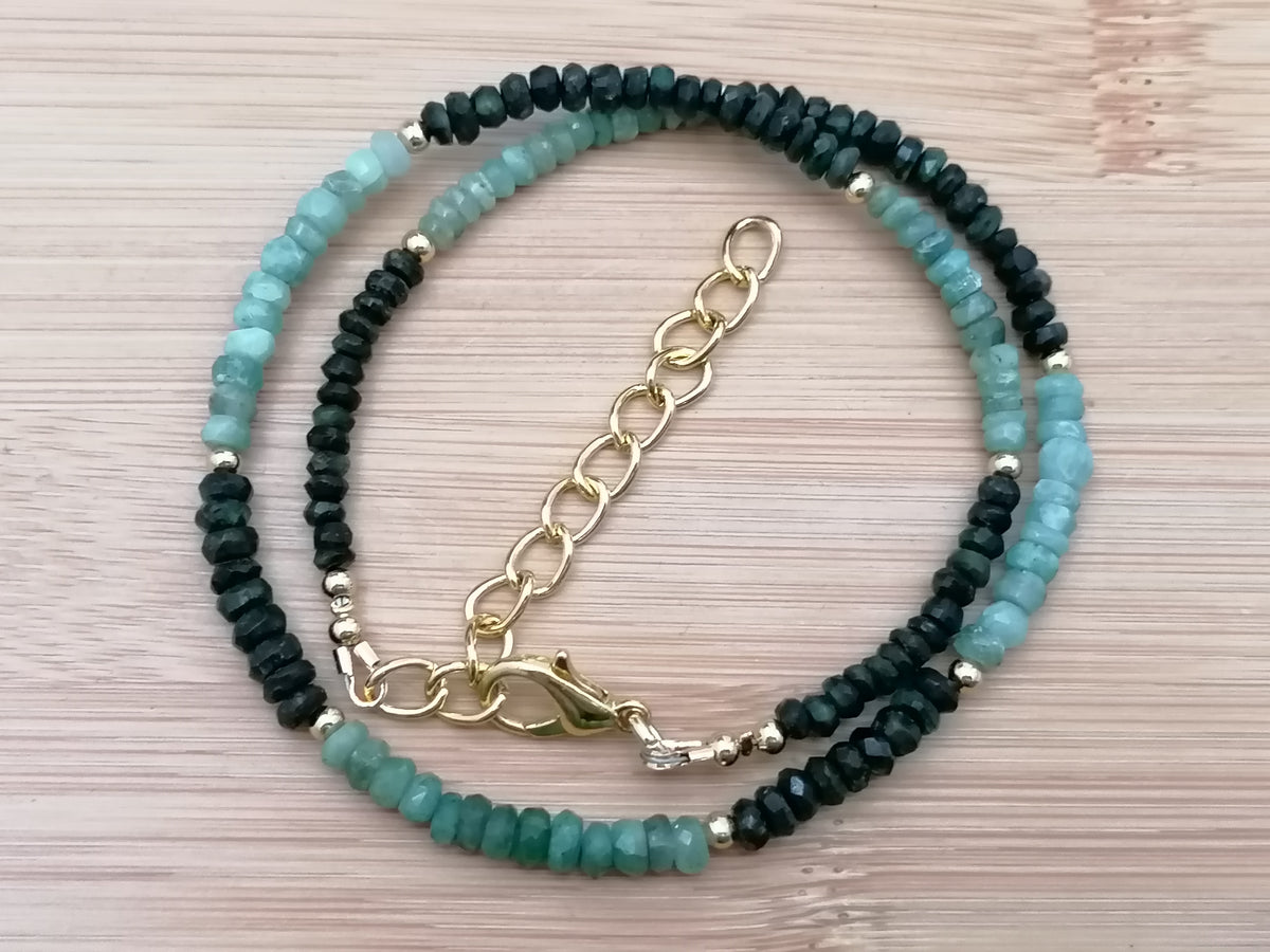 Semi-Precious Emerald & Chalcedony Gemstone Necklace