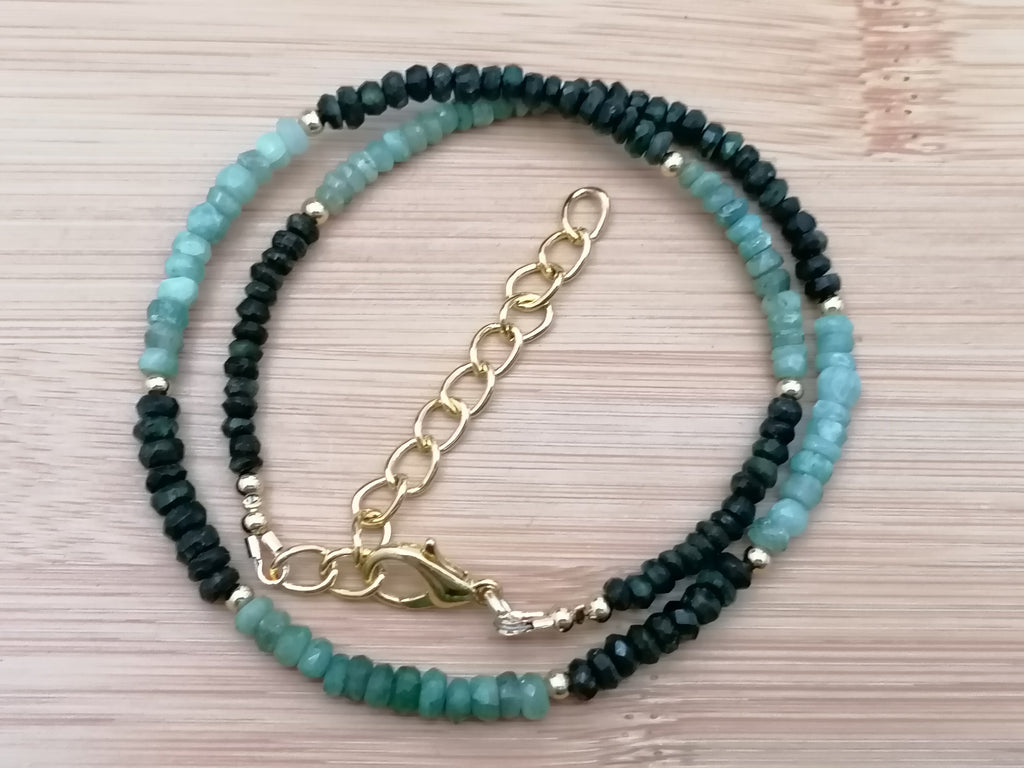 Semi-Precious Emerald & Chalcedony Gemstone Necklace