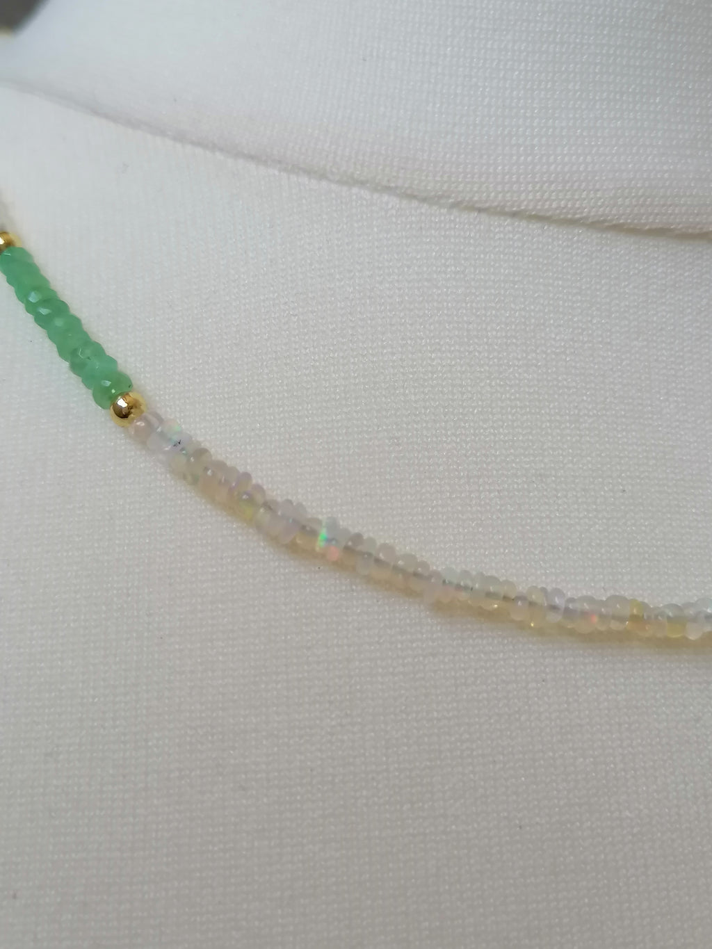 Ethiopian Opal, Freshwater Seed Pearl & Apatite Gemstone Necklace