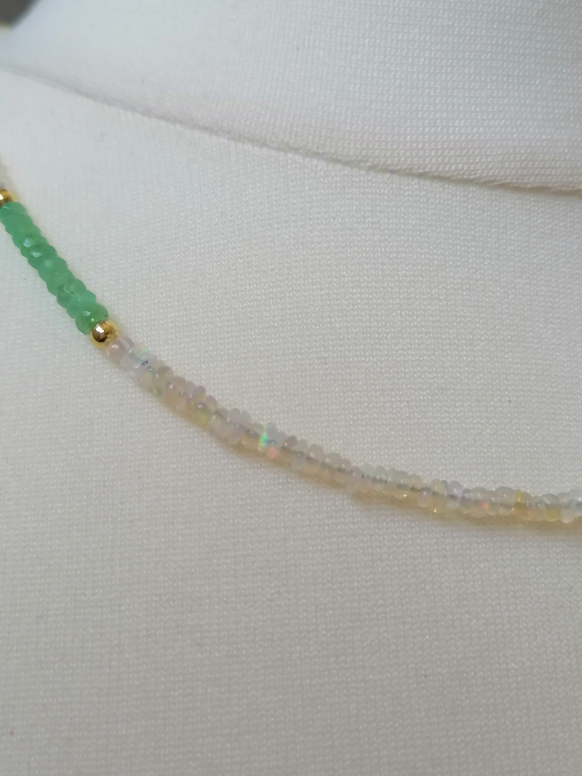 Ethiopian Opal, Freshwater Seed Pearl & Apatite Gemstone Necklace