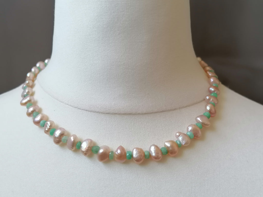 Cultured Freshwater Pearl & Apatite Gemstone Necklace