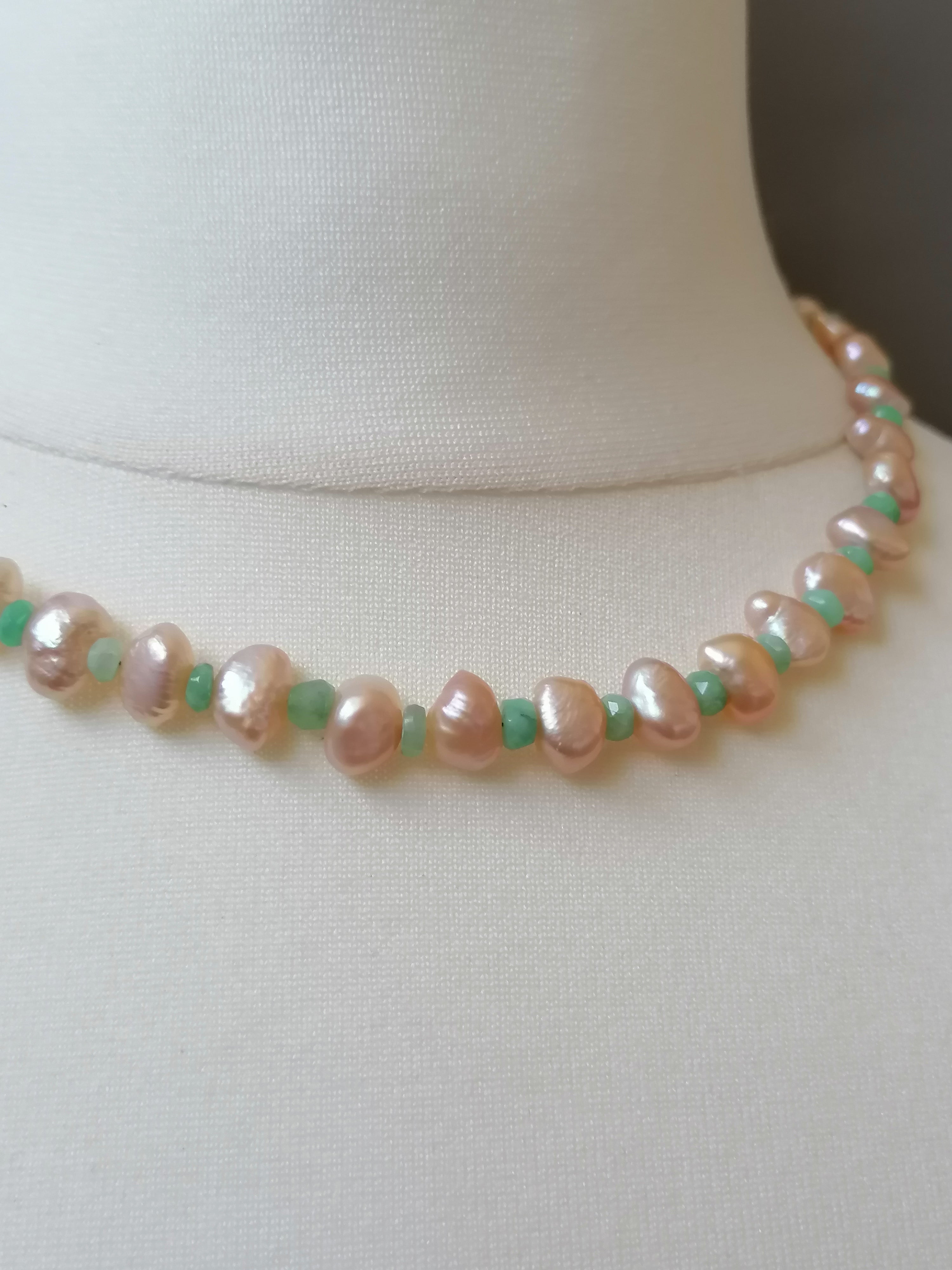 Cultured Freshwater Pearl & Apatite Gemstone Necklace