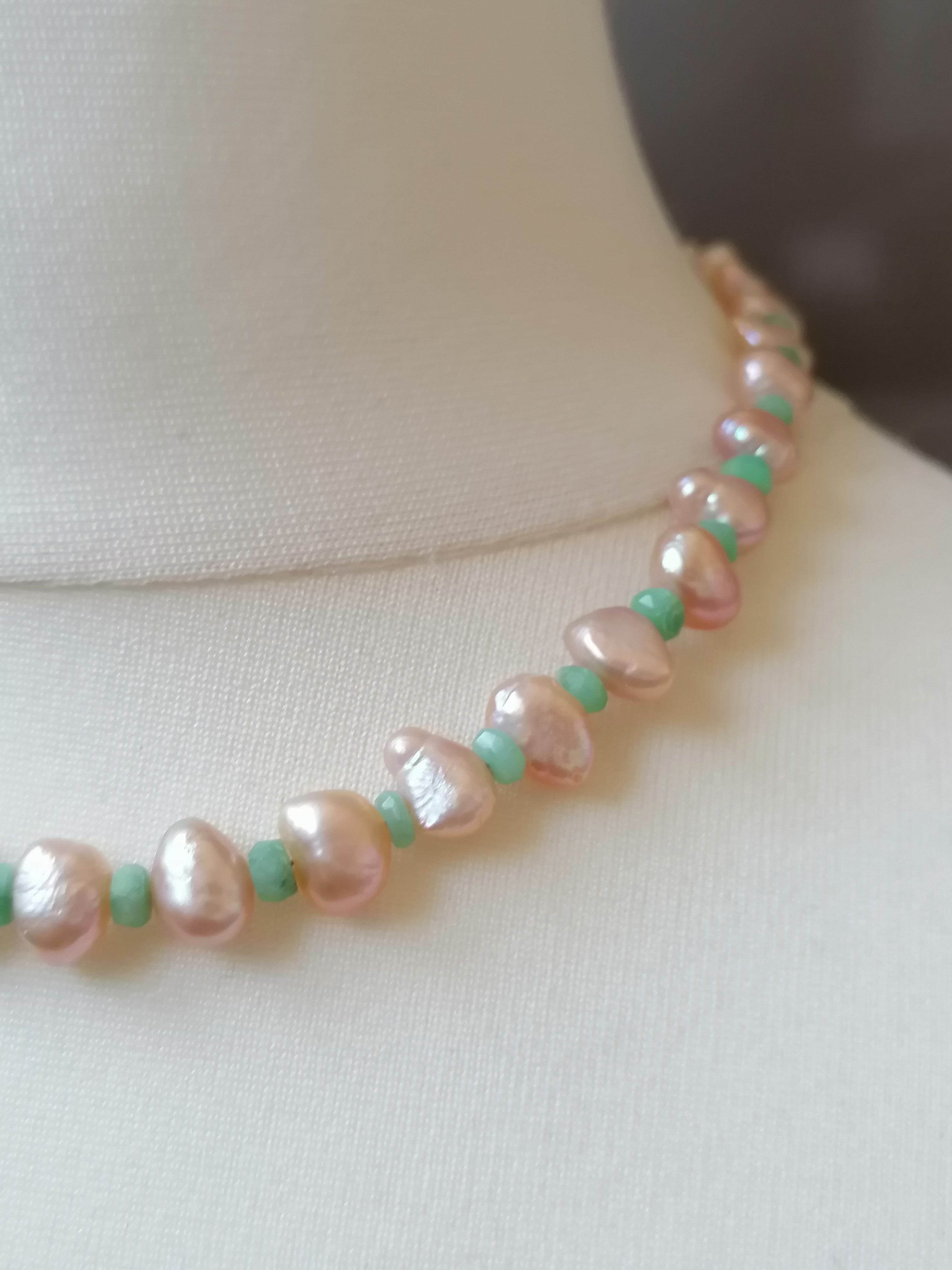 Cultured Freshwater Pearl & Apatite Gemstone Necklace