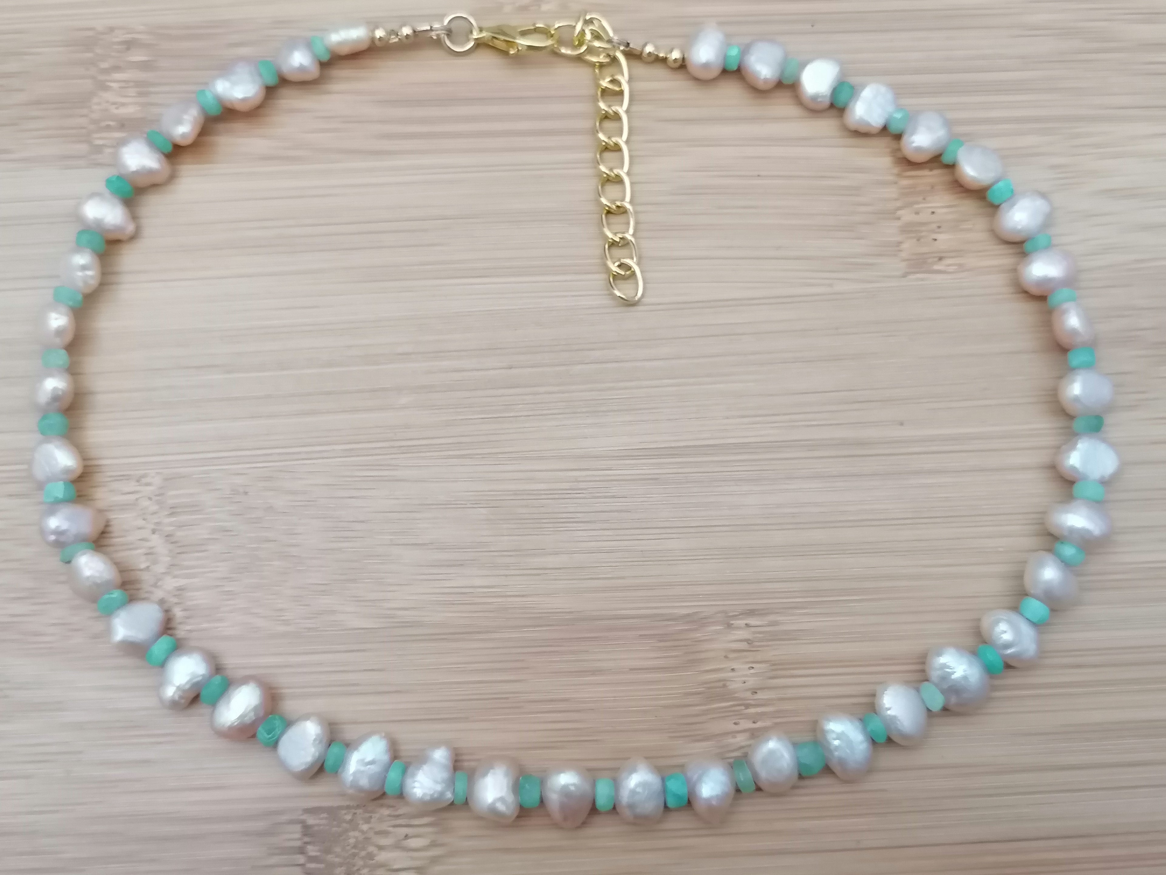 Cultured Freshwater Pearl & Apatite Gemstone Necklace
