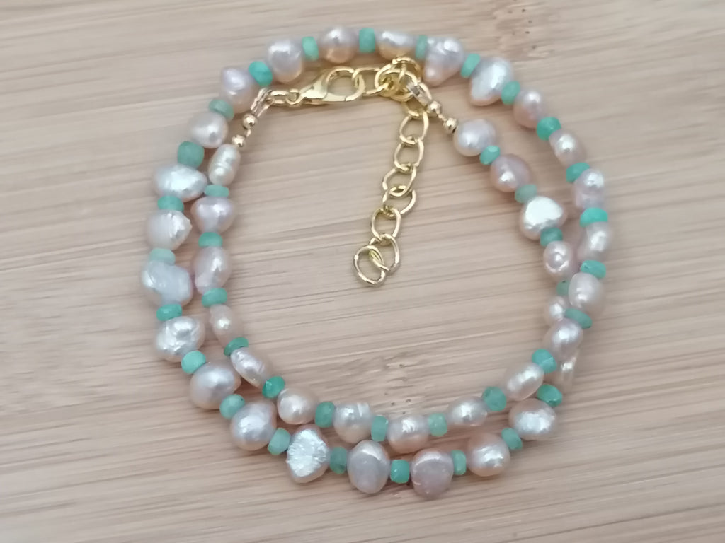 Cultured Freshwater Pearl & Apatite Gemstone Necklace