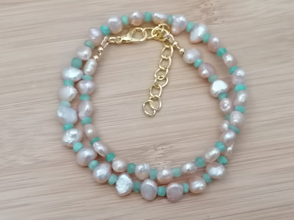 Cultured Freshwater Pearl & Apatite Gemstone Necklace
