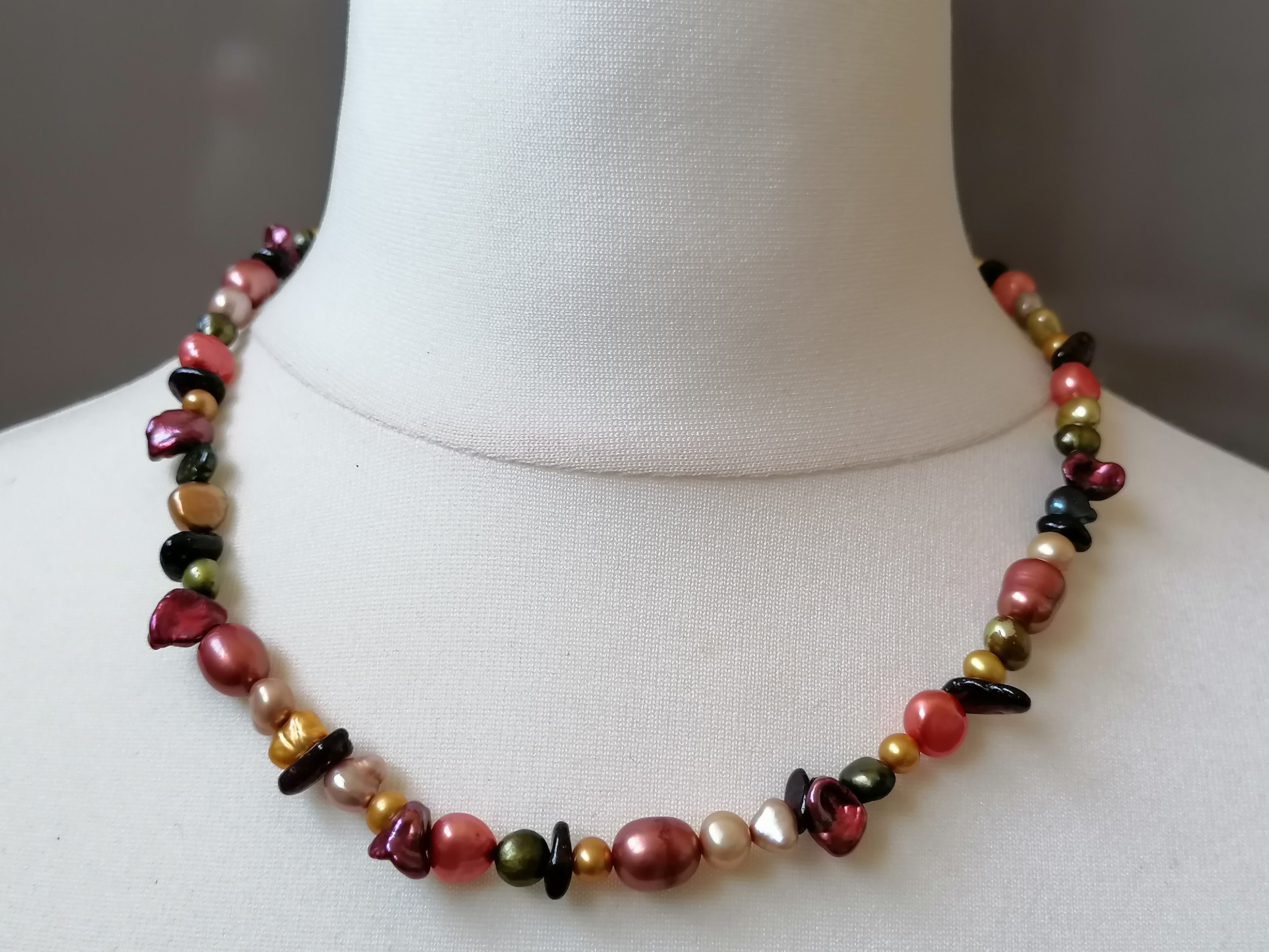 Multicolour Cultured Freshwater Pearl & Garnet Necklace