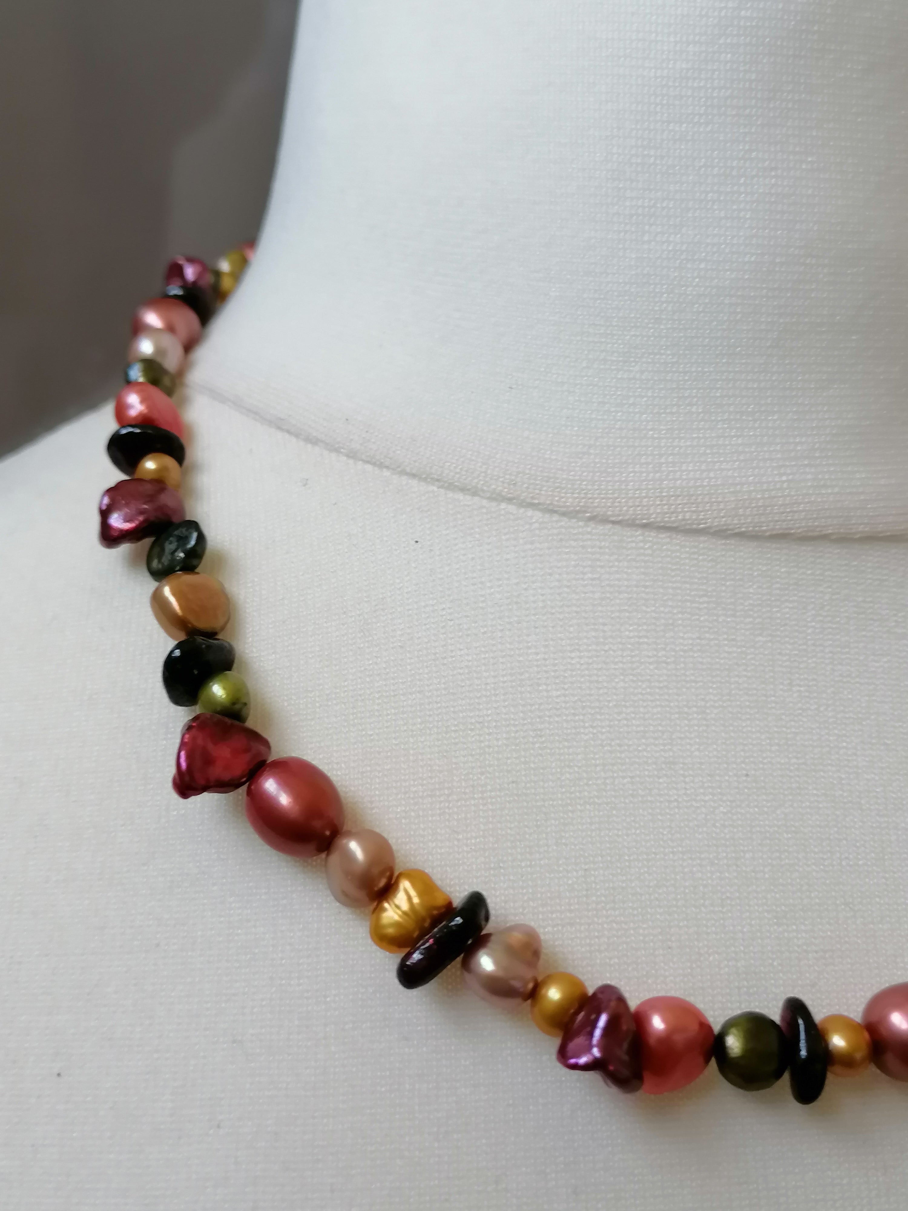 Multicolour Cultured Freshwater Pearl & Garnet Necklace