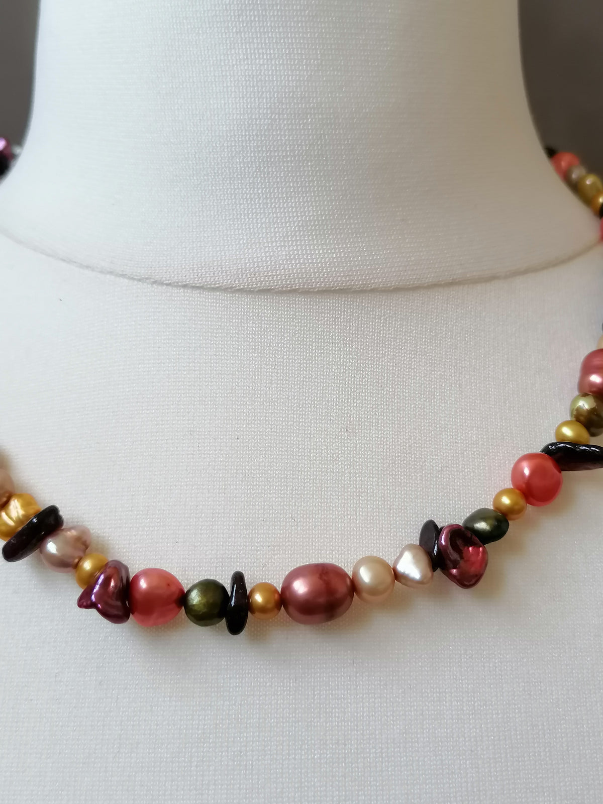 Multicolour Cultured Freshwater Pearl & Garnet Necklace