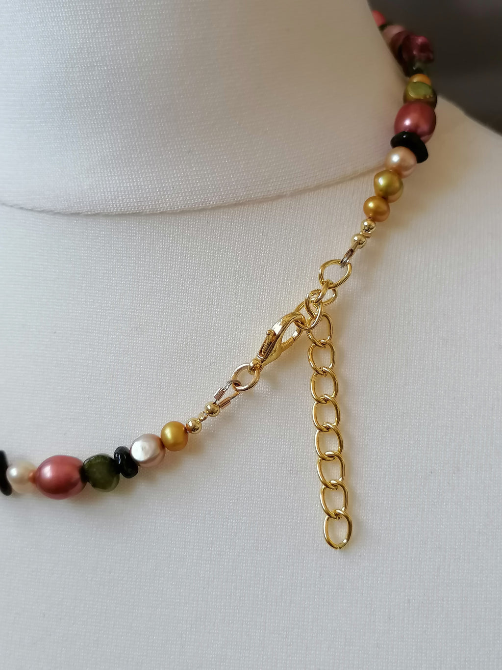 Multicolour Cultured Freshwater Pearl & Garnet Necklace